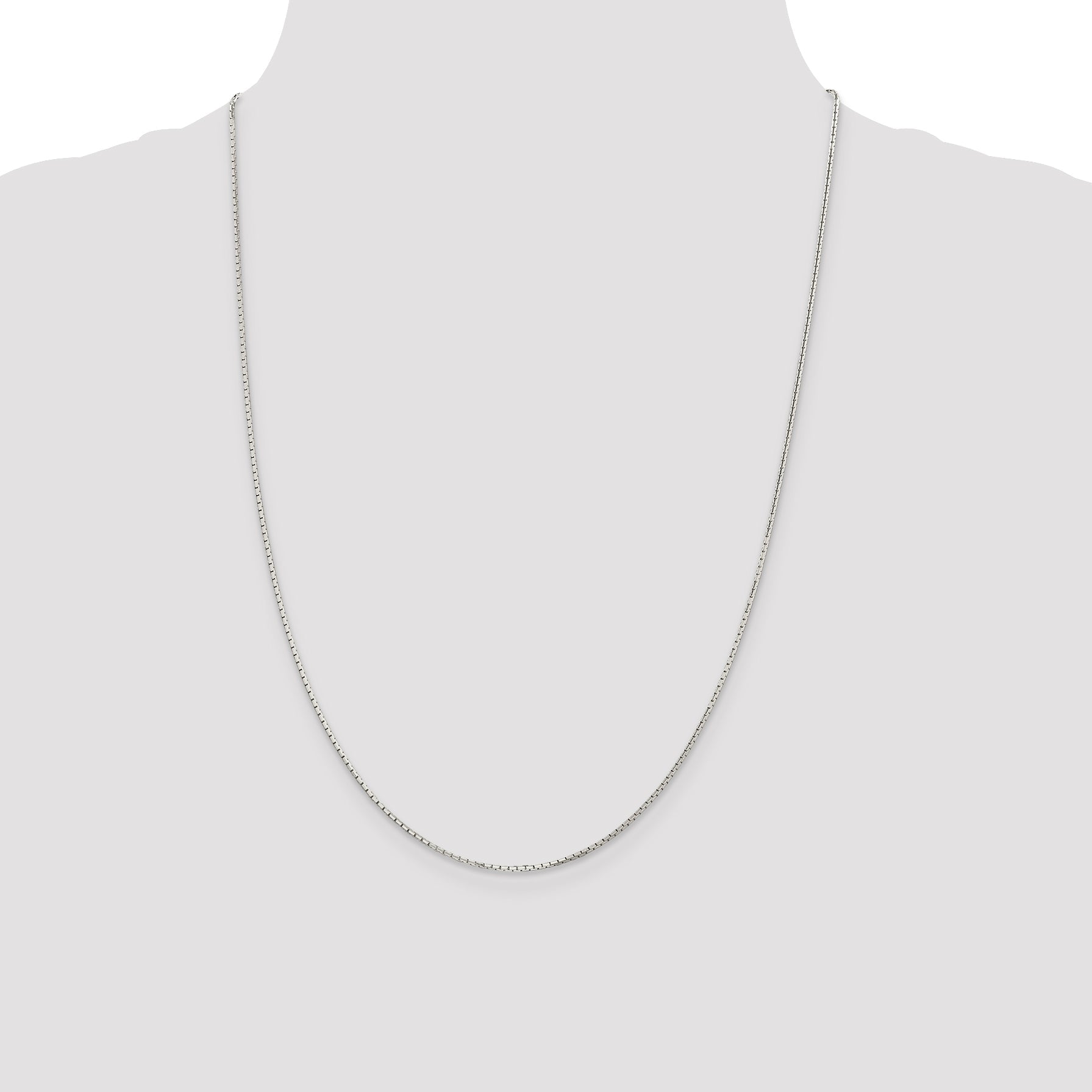 24 Inch Sterling Silver 1.2mm 8 Sided Diamond-Cut Mirror Box Chain Necklace