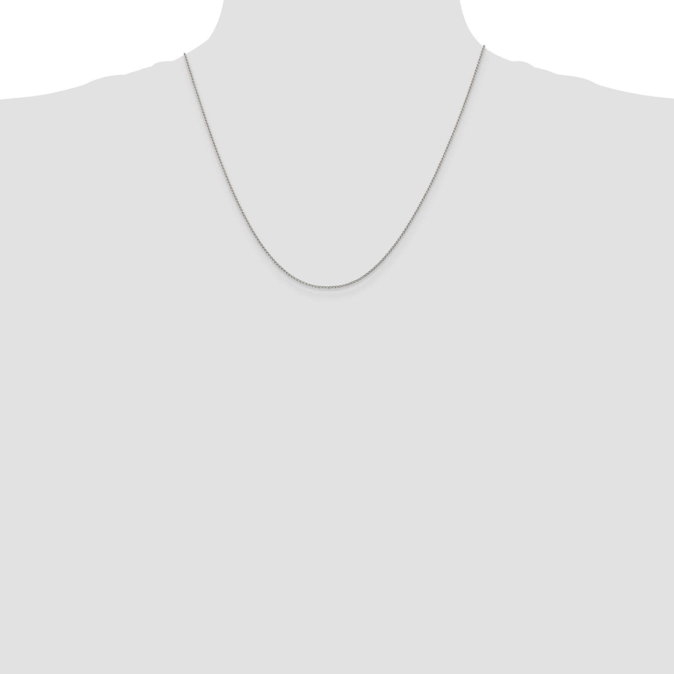 20 Inch Sterling Silver 1mm Open Elongated Link Curb Chain Necklace