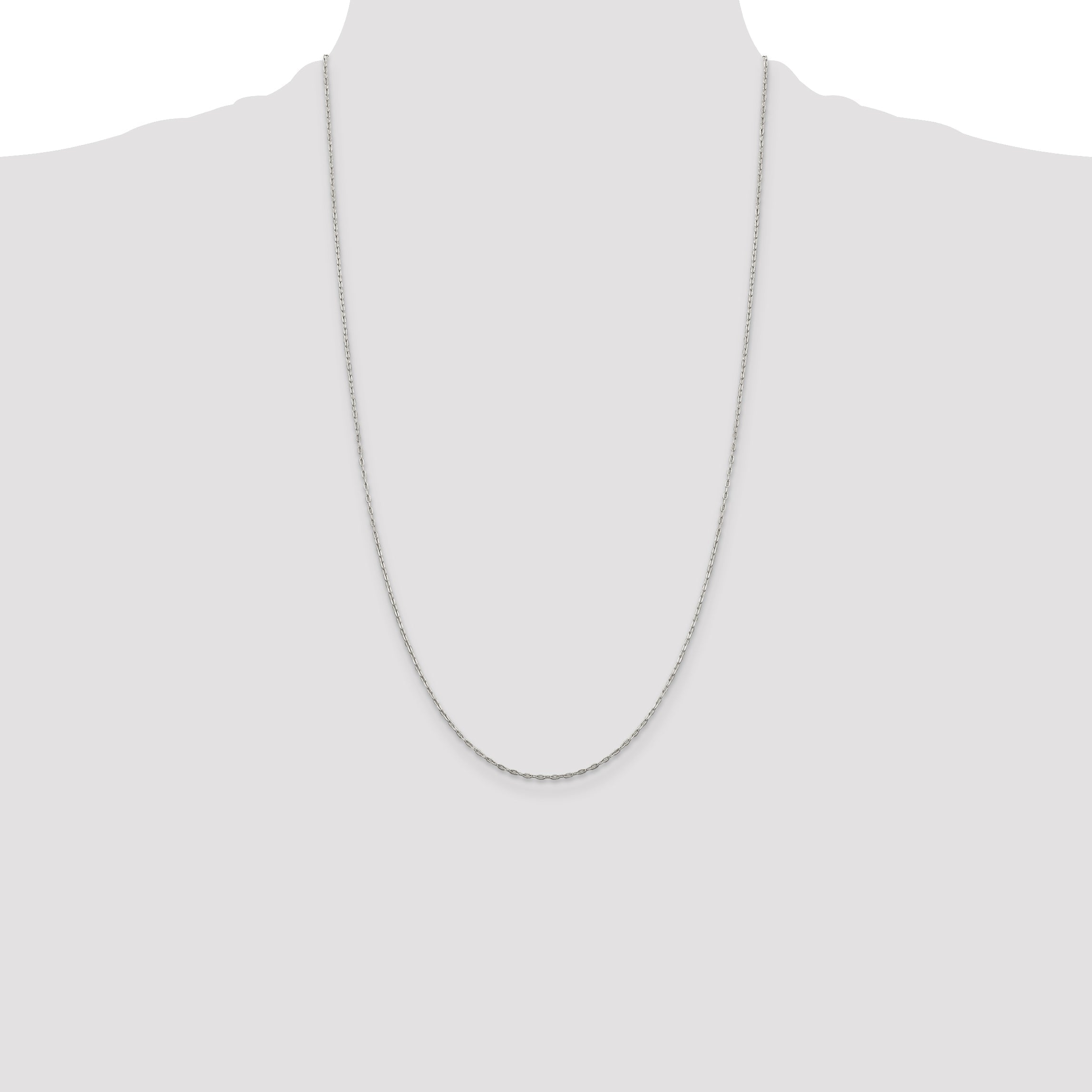 26 Inch Sterling Silver 1.4mm Flat Oval Cable Chain Necklace