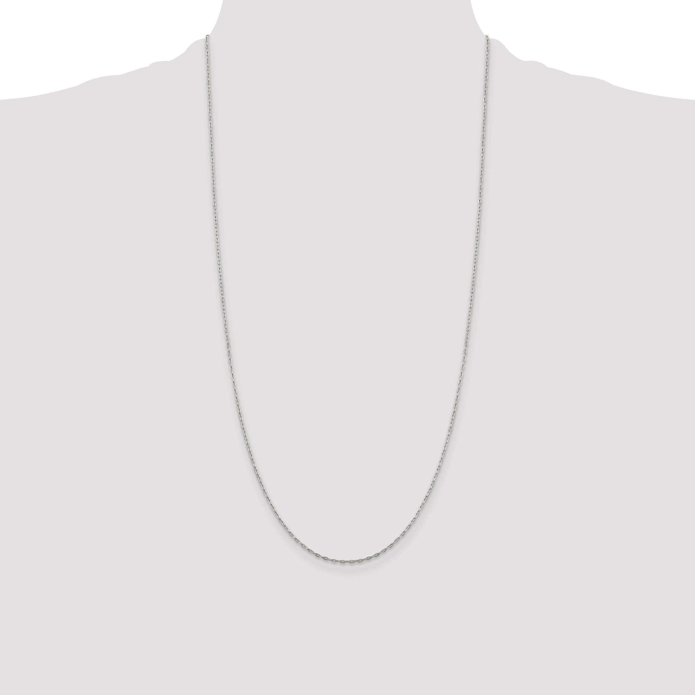 28 Inch Sterling Silver 1.4mm Flat Oval Cable Chain Necklace