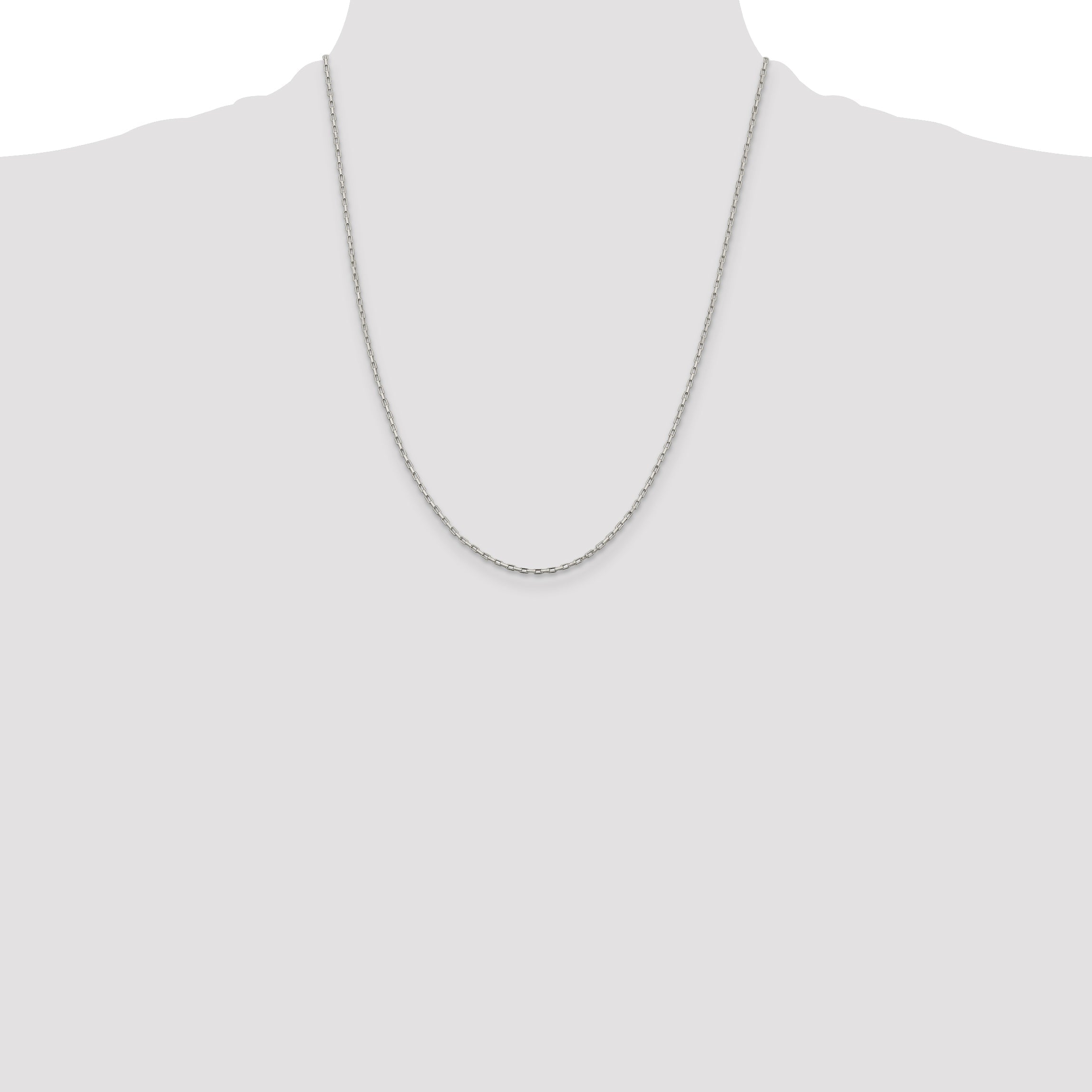 22 Inch Sterling Silver 1.3mm Elongated Box Chain Necklace