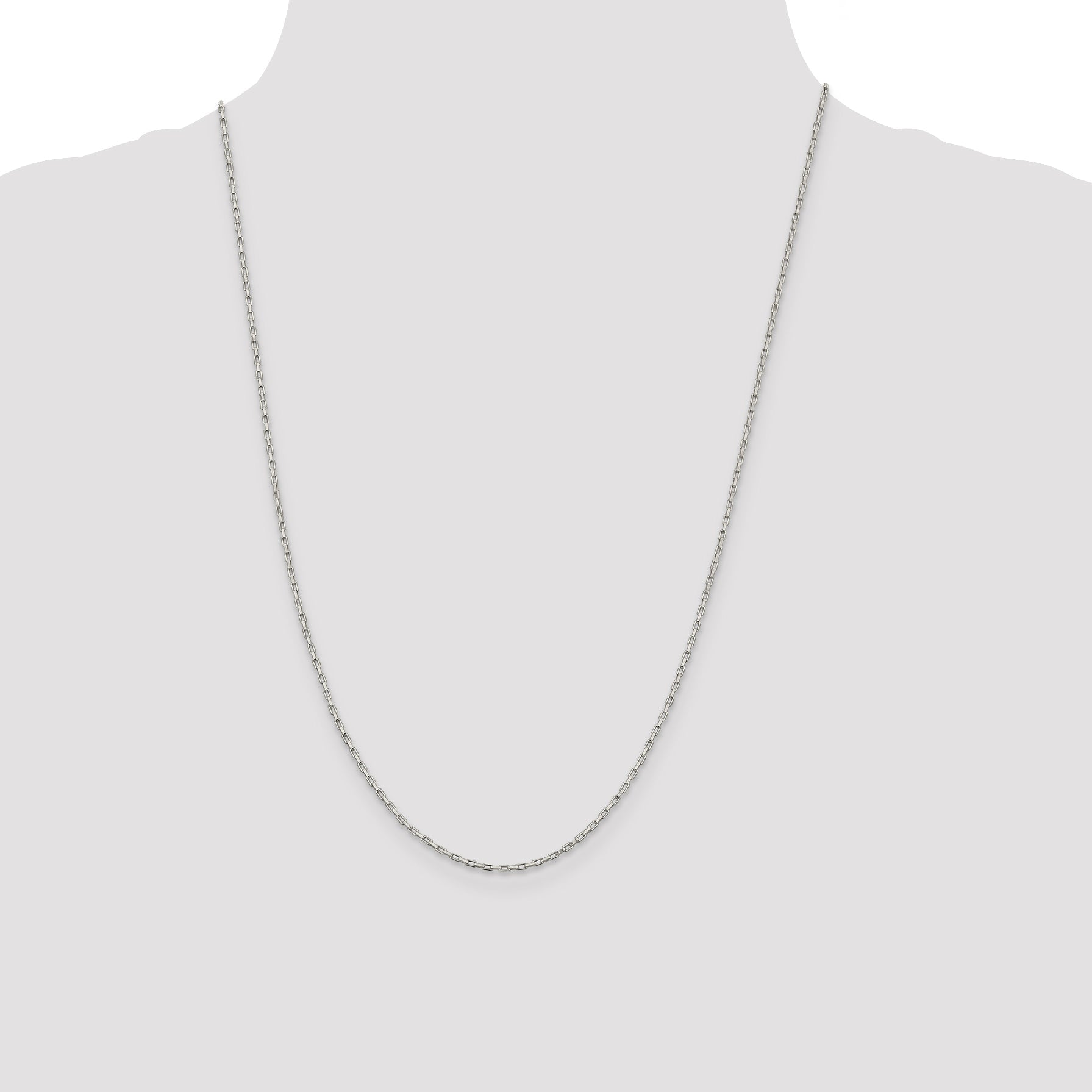 24 Inch Sterling Silver 1.3mm Elongated Box Chain Necklace