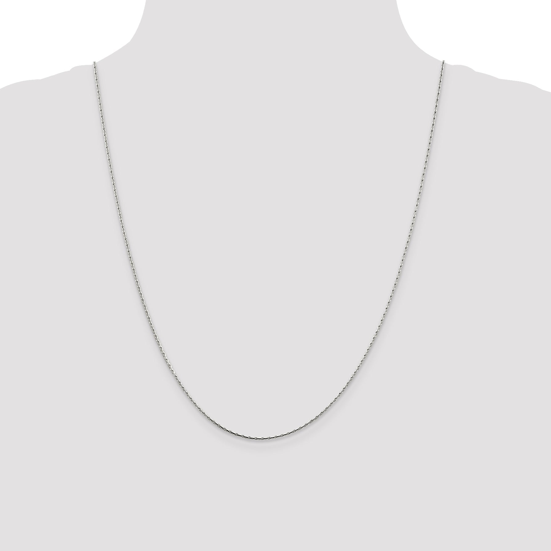 24 Inch Sterling Silver 1mm Oval Box Chain Necklace