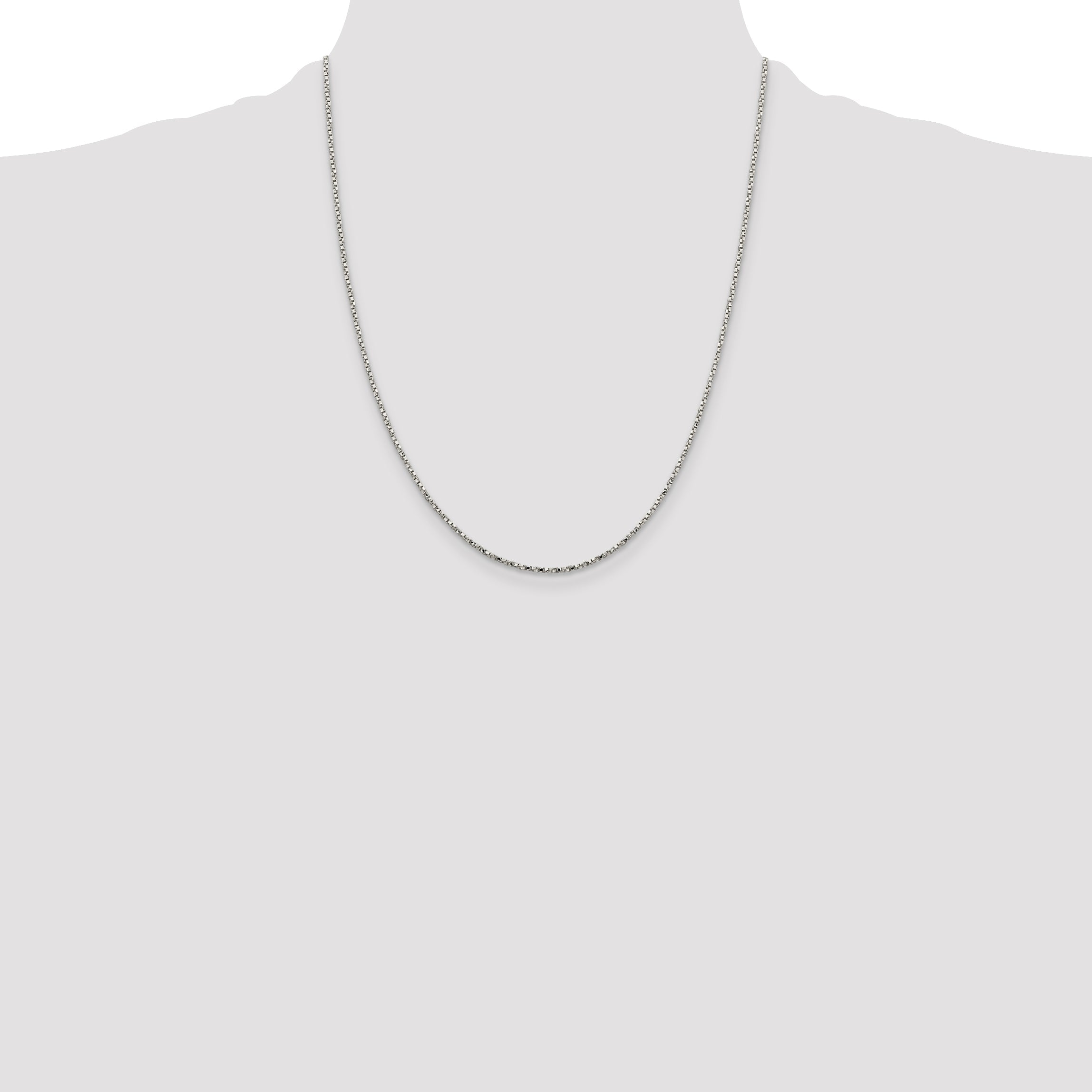 22 Inch Sterling Silver 1.35mm Twisted Box Chain Necklace