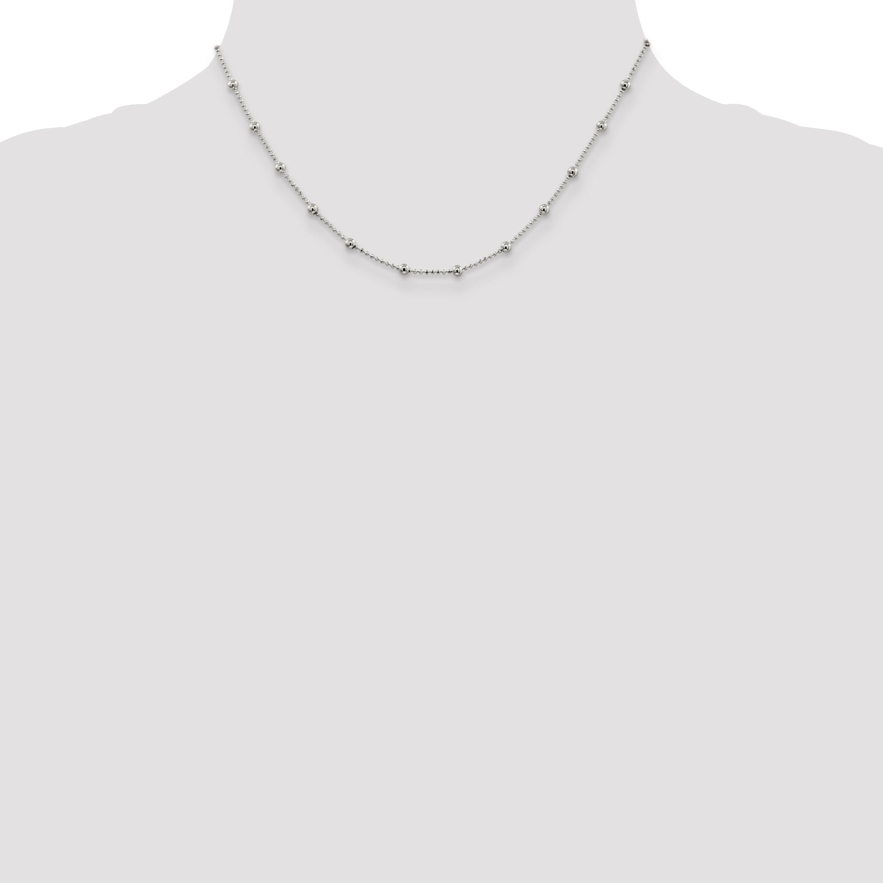 16 Inch Sterling Silver 1.15mm Diamond-Cut Fancy Beaded Chain Necklace