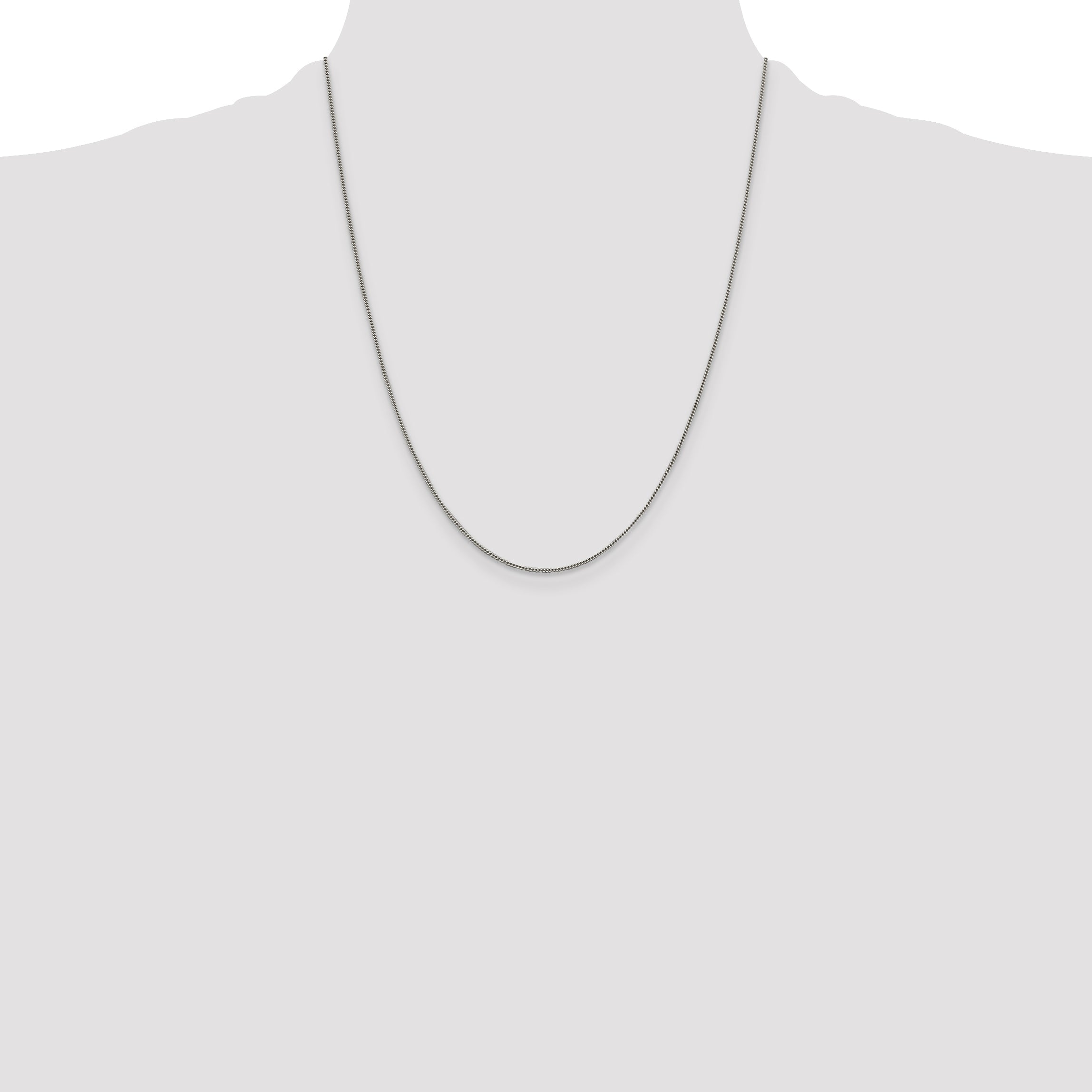 22 Inch Sterling Silver 1mm Curb Chain Necklace