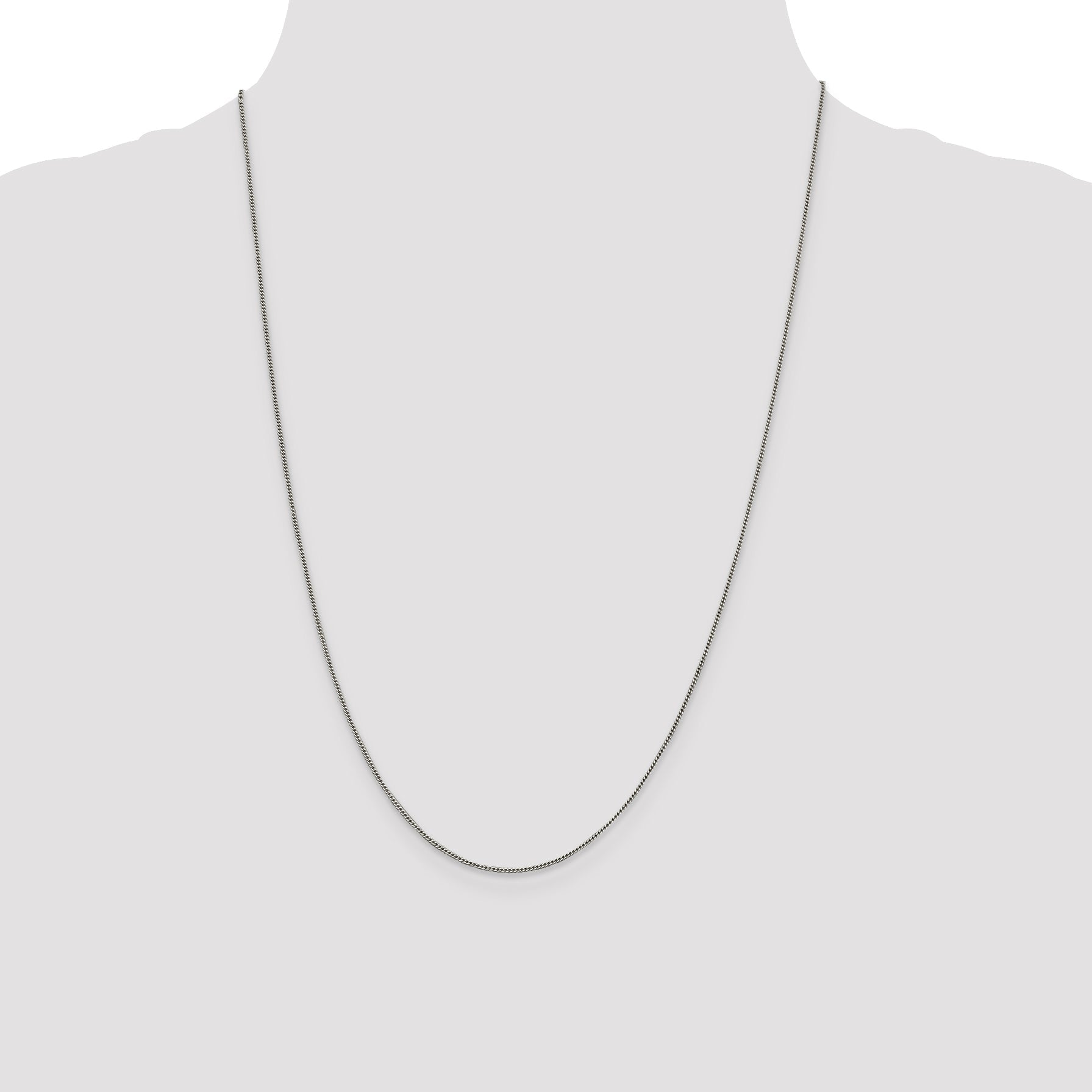 24 Inch Sterling Silver 1mm Curb Chain Necklace