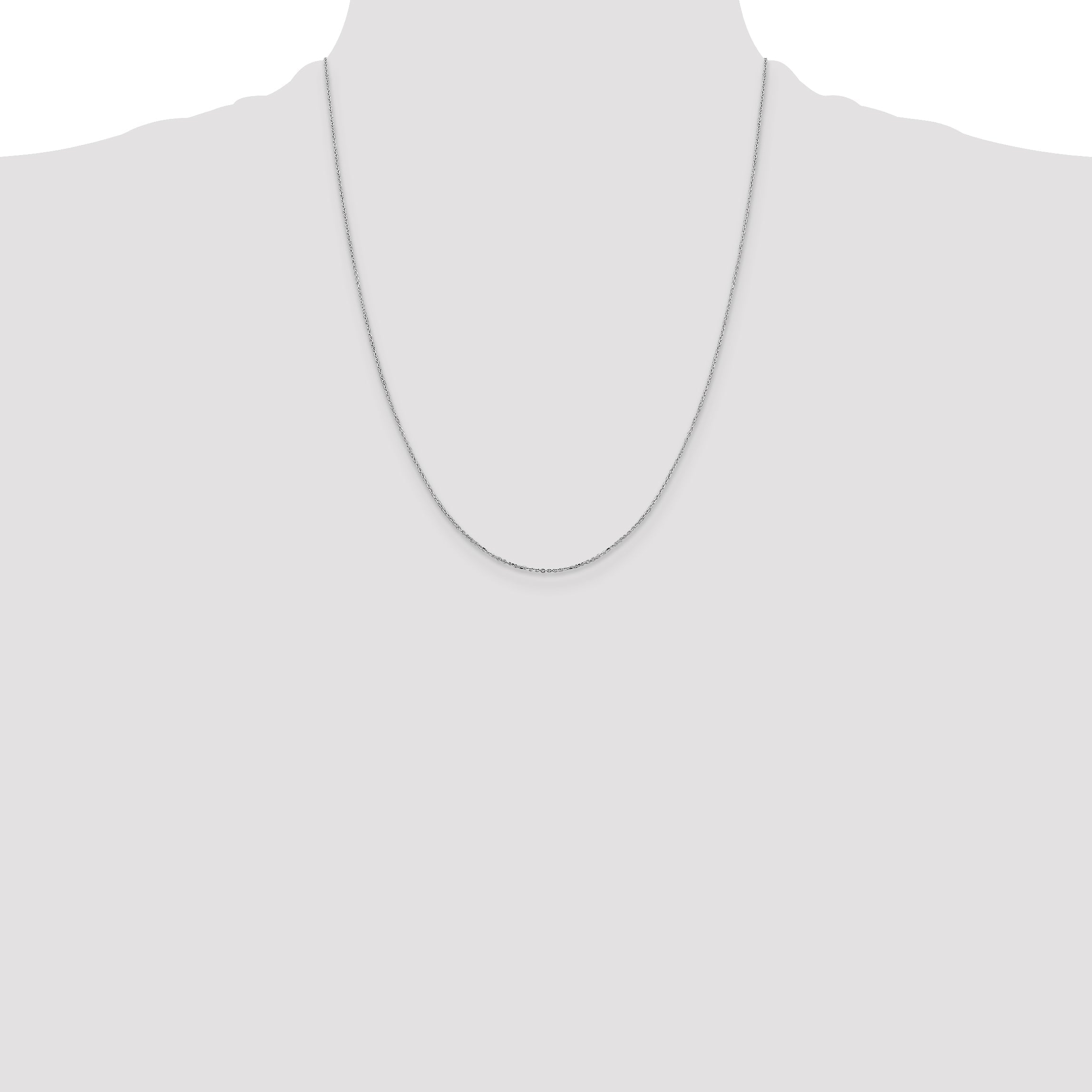 22 Inch Sterling Silver Rhodium-Plated 1mm 8 Sided Diamond-Cut Cable Chain Necklace