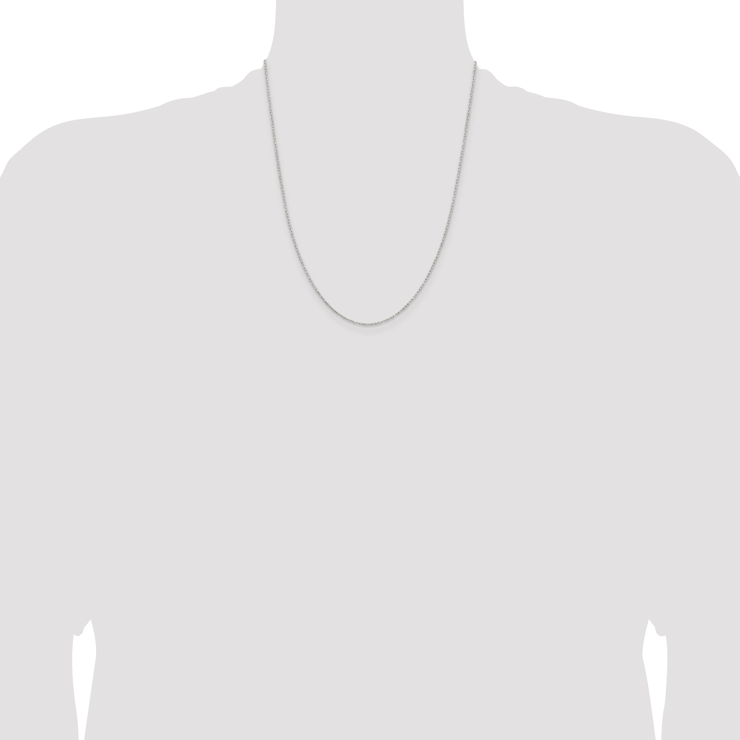 22 Inch Sterling Silver 1mm Diamond-Cut Long Link Cable Chain W/4In Ext.