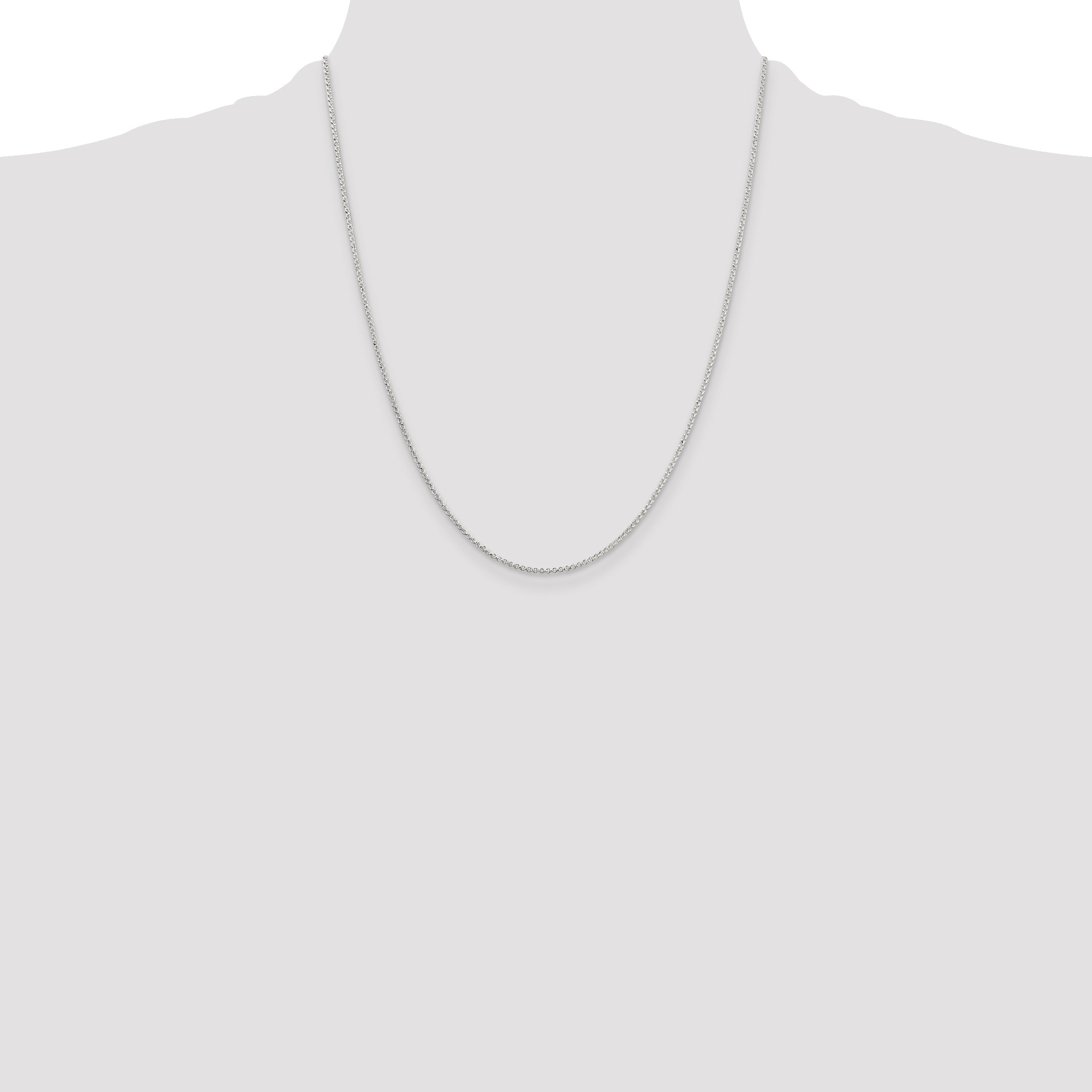 22 Inch Sterling Silver 1.4mm Diamond-Cut Rolo Chain Necklace