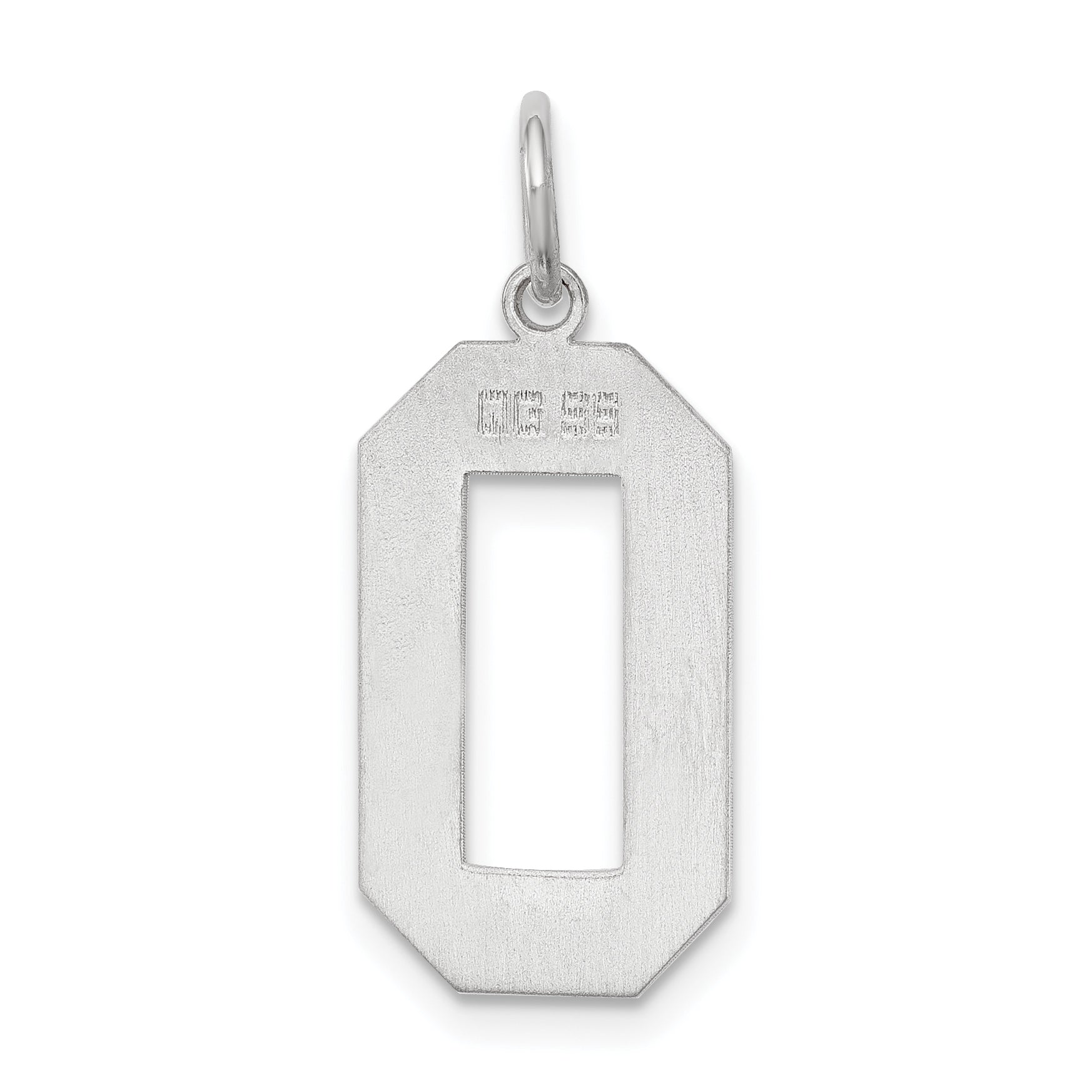 Sterling Silver Silver/Rhodium-Plated Polished Number 0 Charm