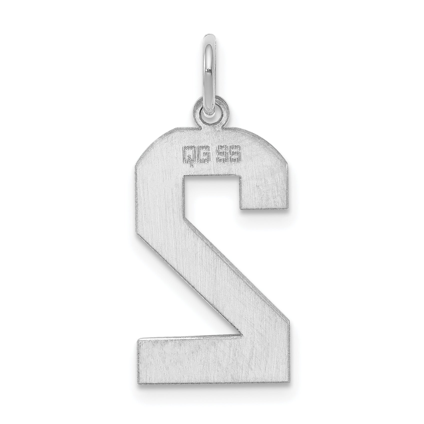 Sterling Silver Silver/Rhodium-Plated Polished Number 2 Charm