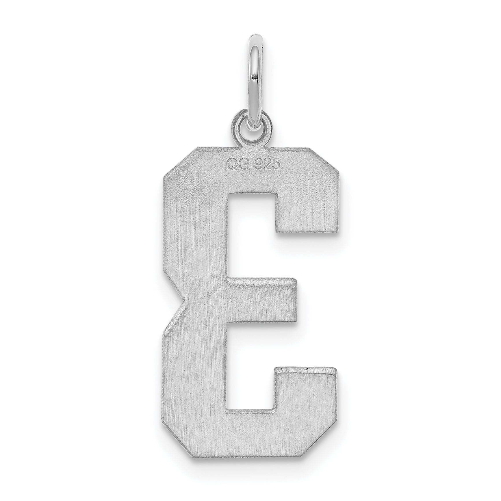 Sterling Silver Silver/Rhodium-Plated Polished Number 3 Charm