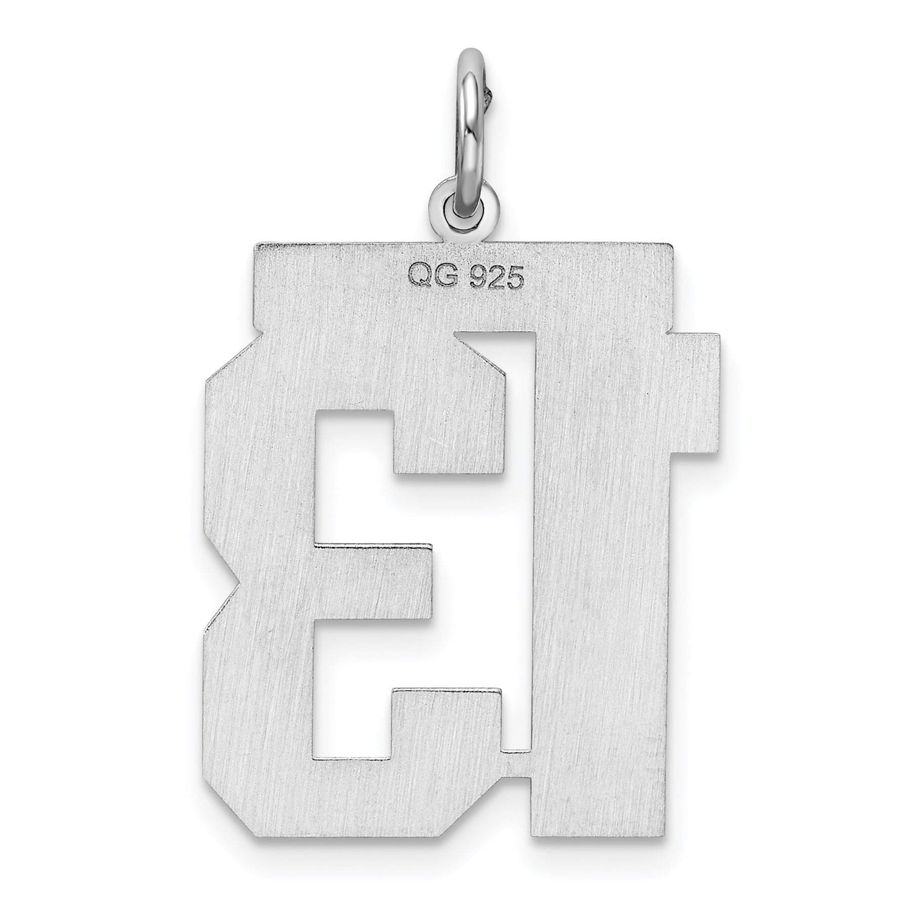 Sterling Silver Silver/Rhodium-Plated Polished Number 13 Charm