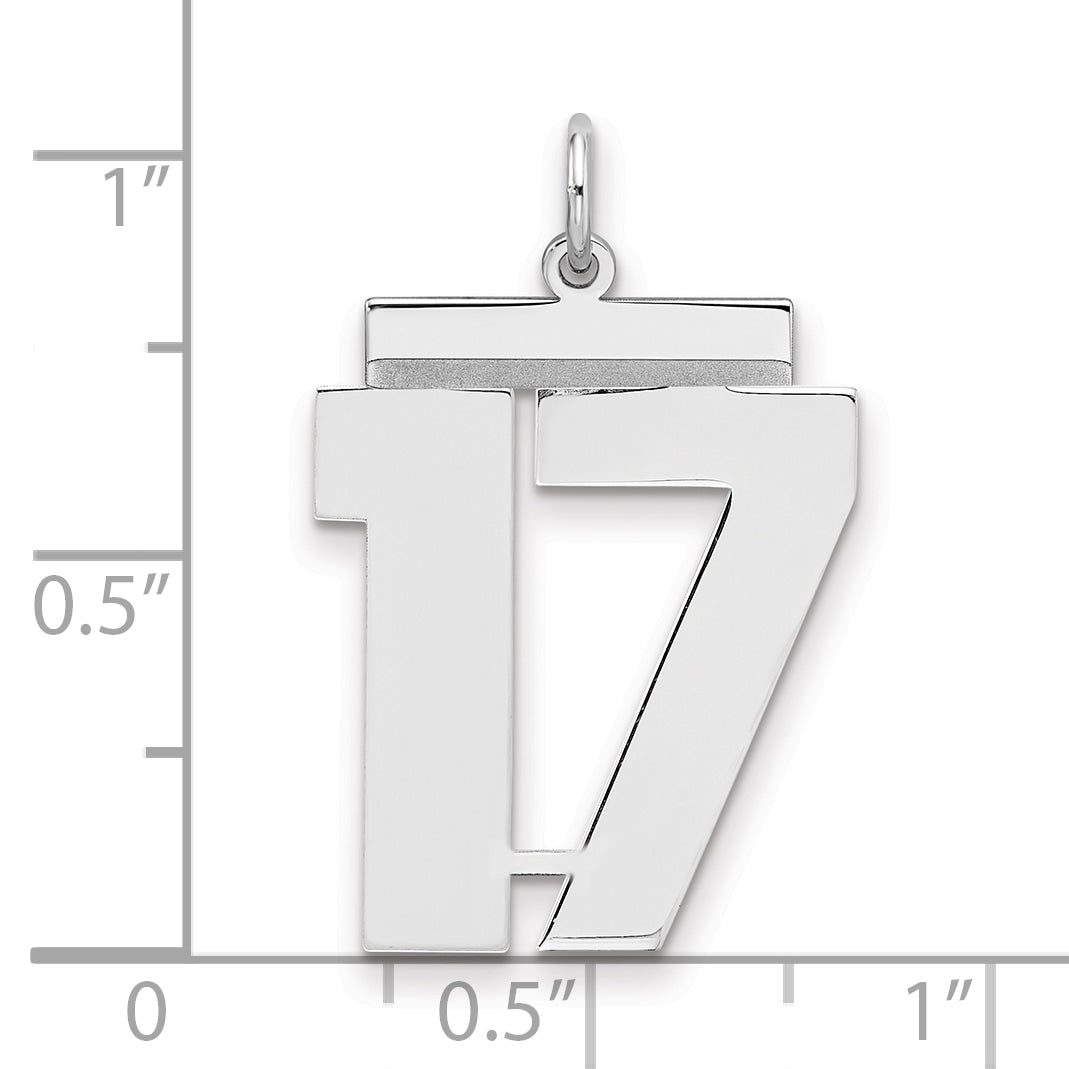 Sterling Silver Silver/Rhodium-Plated Polished Number 17 Charm