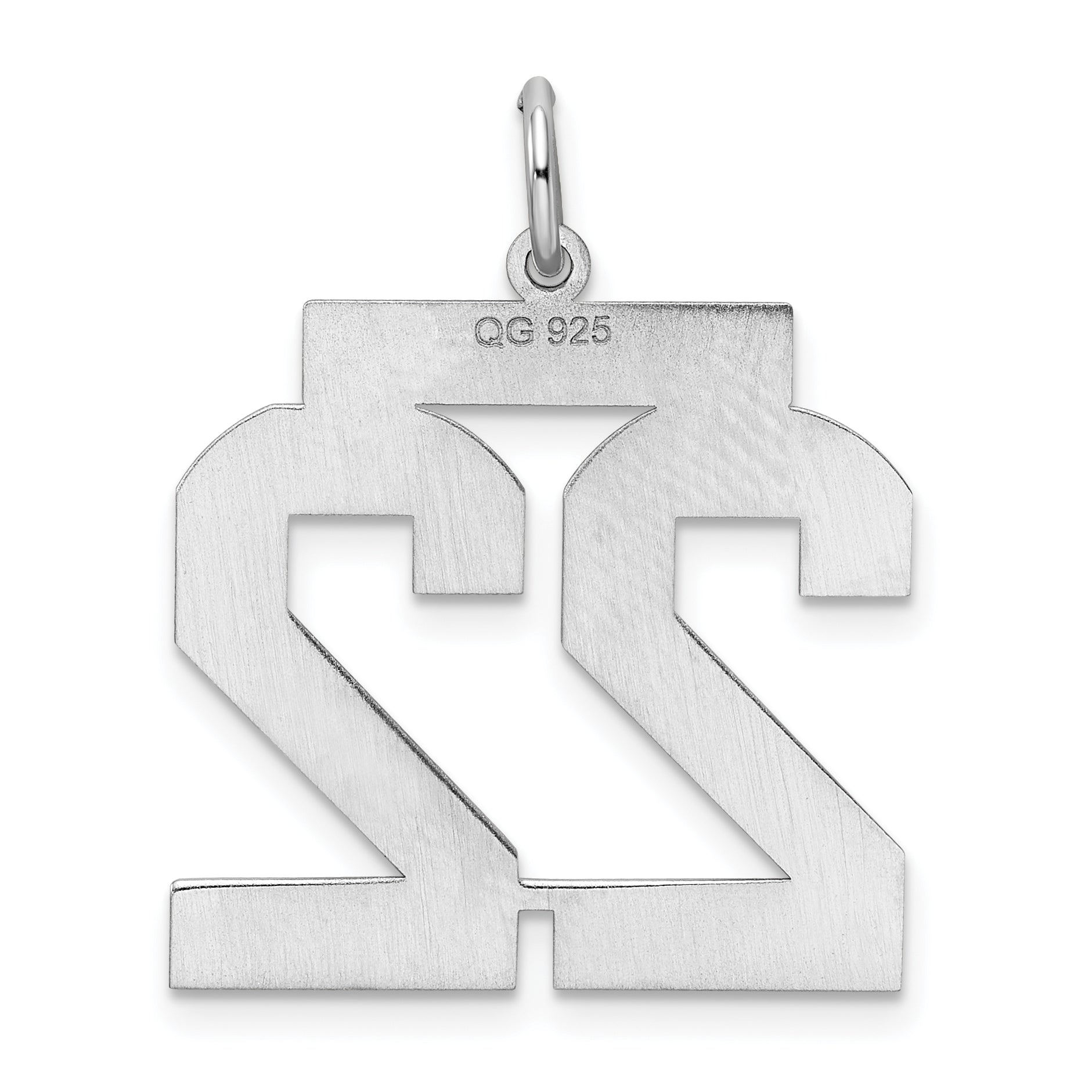 Sterling Silver Silver/Rhodium-Plated Polished Number 22 Charm