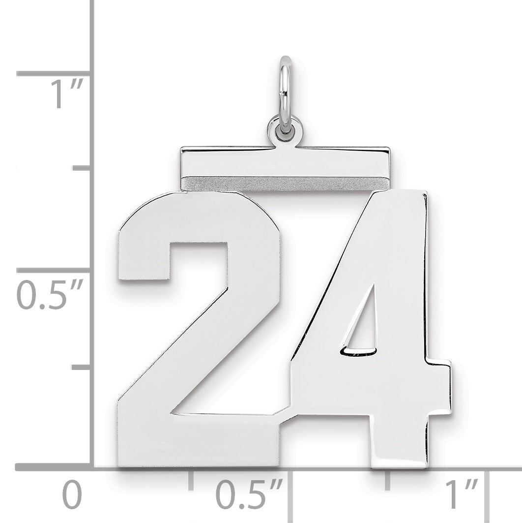 Sterling Silver Silver/Rhodium-Plated Polished Number 24 Charm
