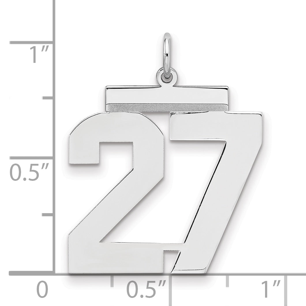 Sterling Silver Silver/Rhodium-Plated Polished Number 27 Charm