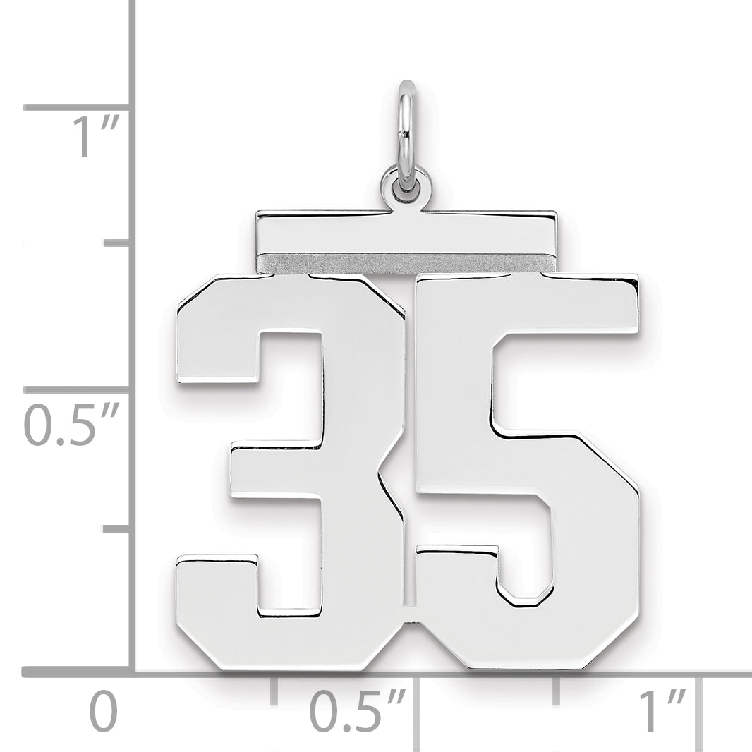 Sterling Silver Silver/Rhodium-Plated Polished Number 35 Charm