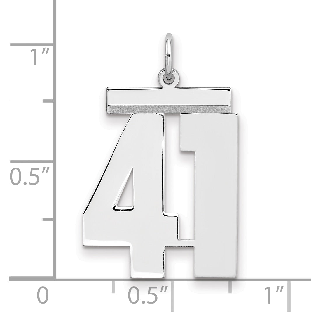 Sterling Silver Silver/Rhodium-Plated Polished Number 41 Charm