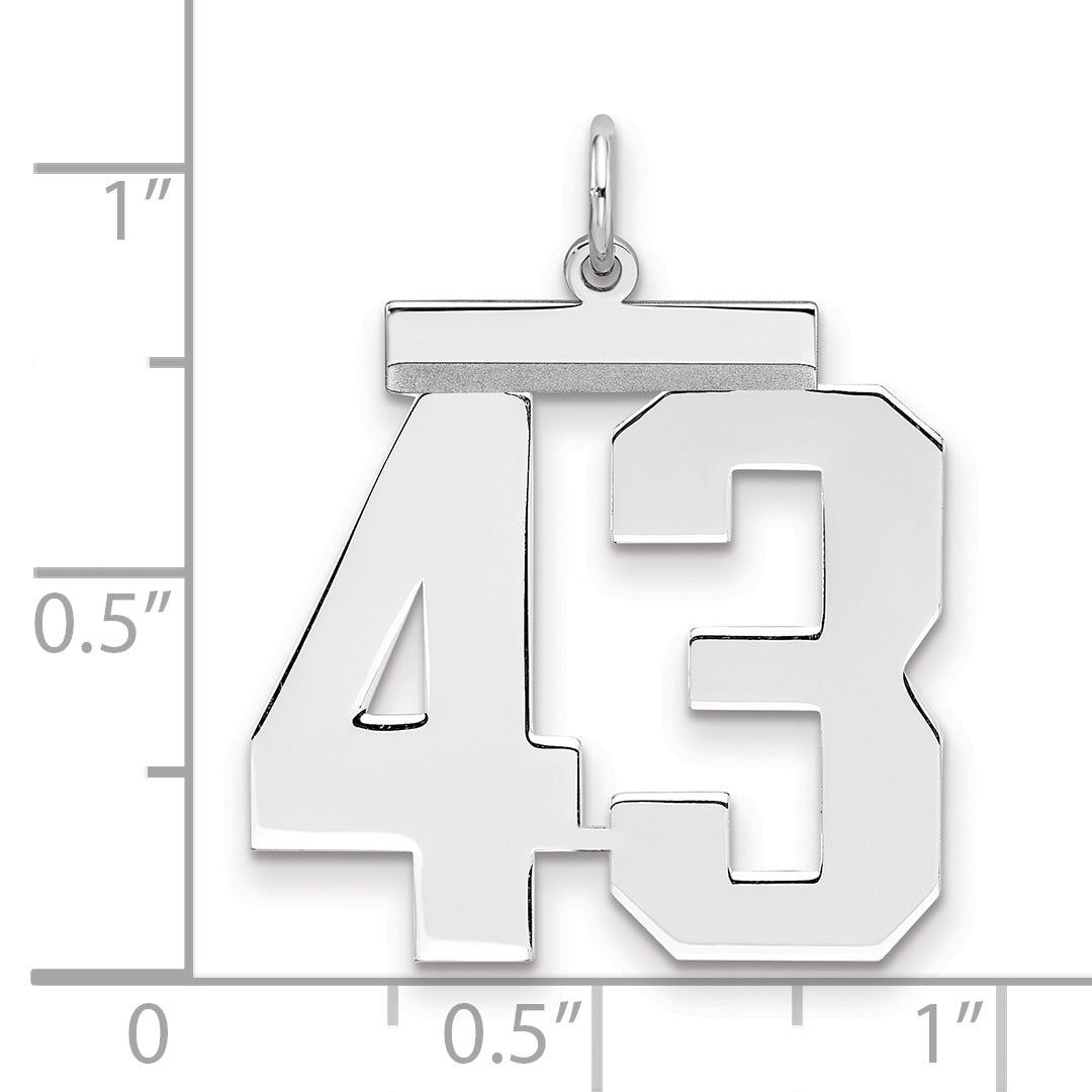 Sterling Silver Silver/Rhodium-Plated Polished Number 43 Charm