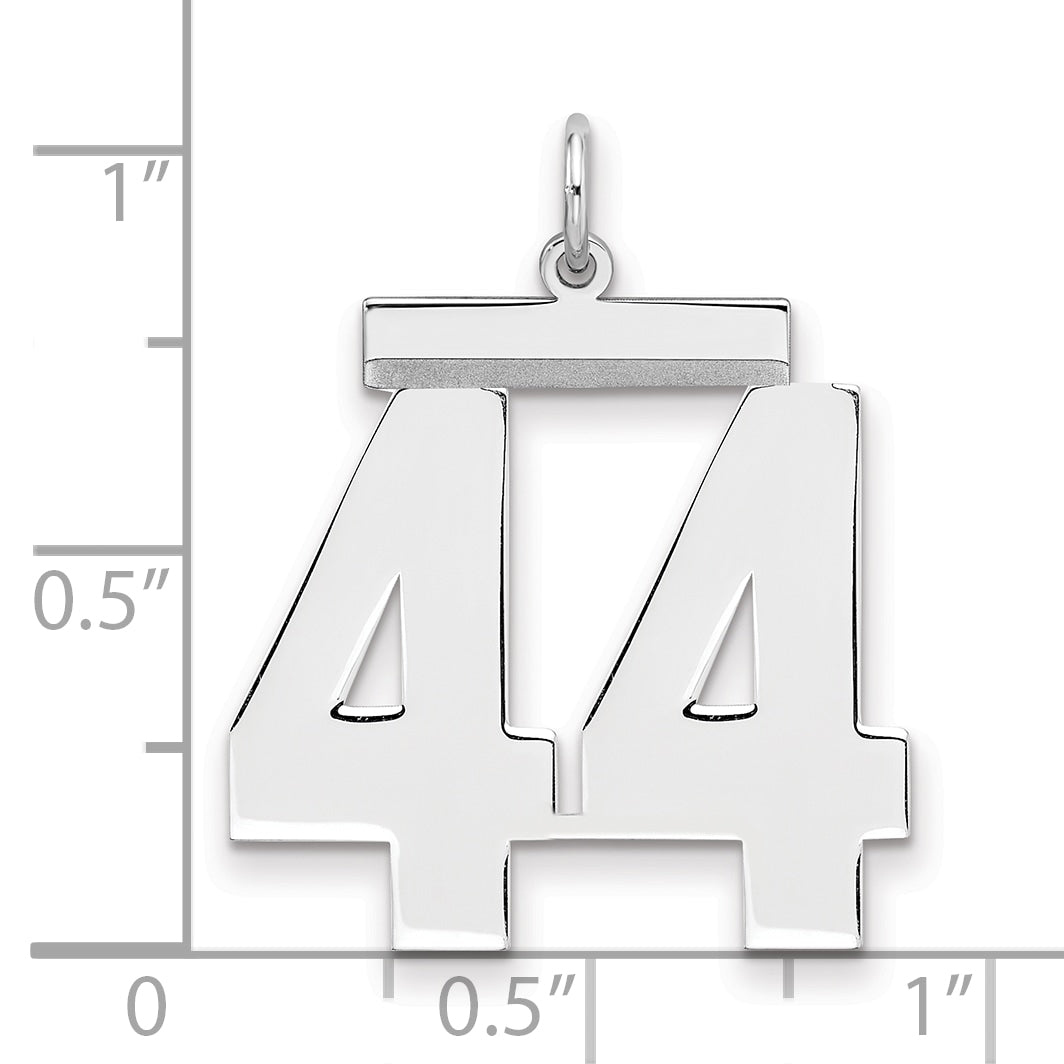 Sterling Silver Silver/Rhodium-Plated Polished Number 44 Charm