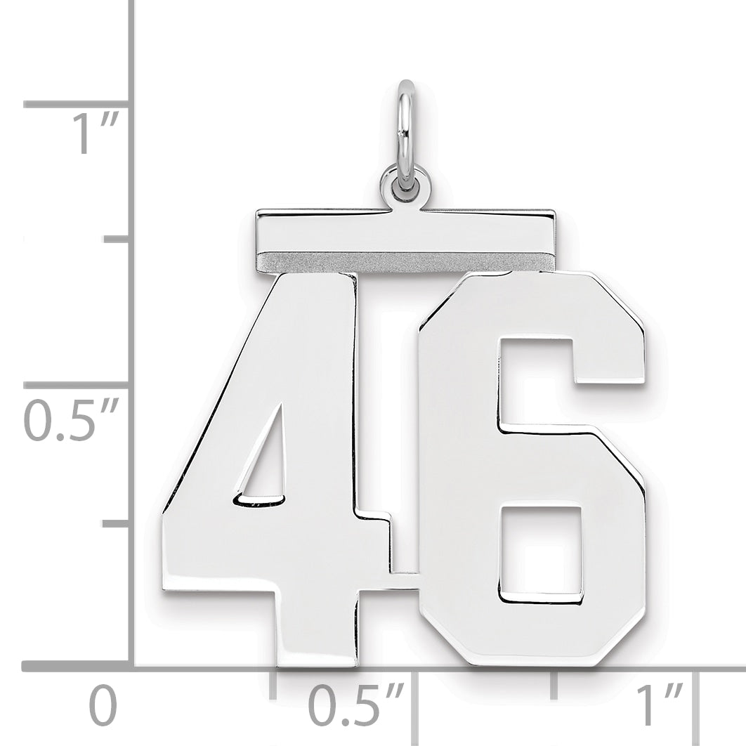 Sterling Silver Silver/Rhodium-Plated Polished Number 46 Charm