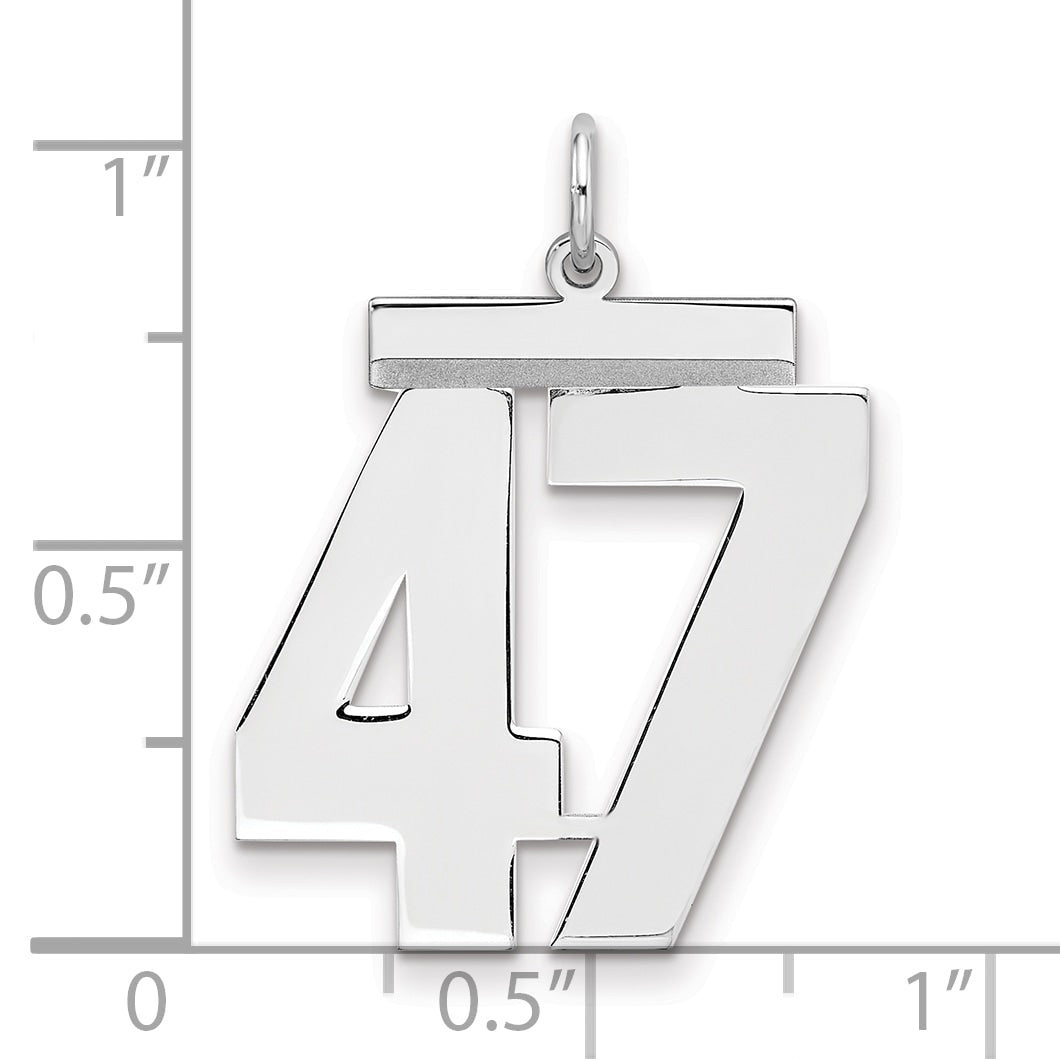 Sterling Silver Silver/Rhodium-Plated Polished Number 47 Charm