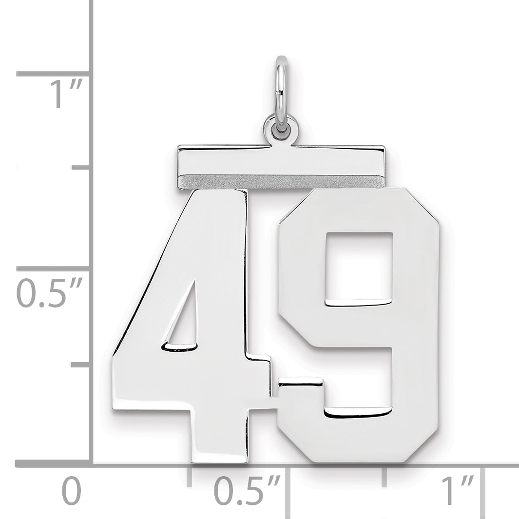 Sterling Silver Silver/Rhodium-Plated Polished Number 49 Charm