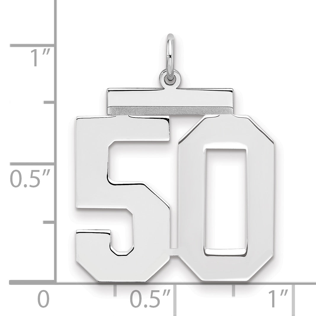 Sterling Silver Silver/Rhodium-Plated Polished Number 50 Charm