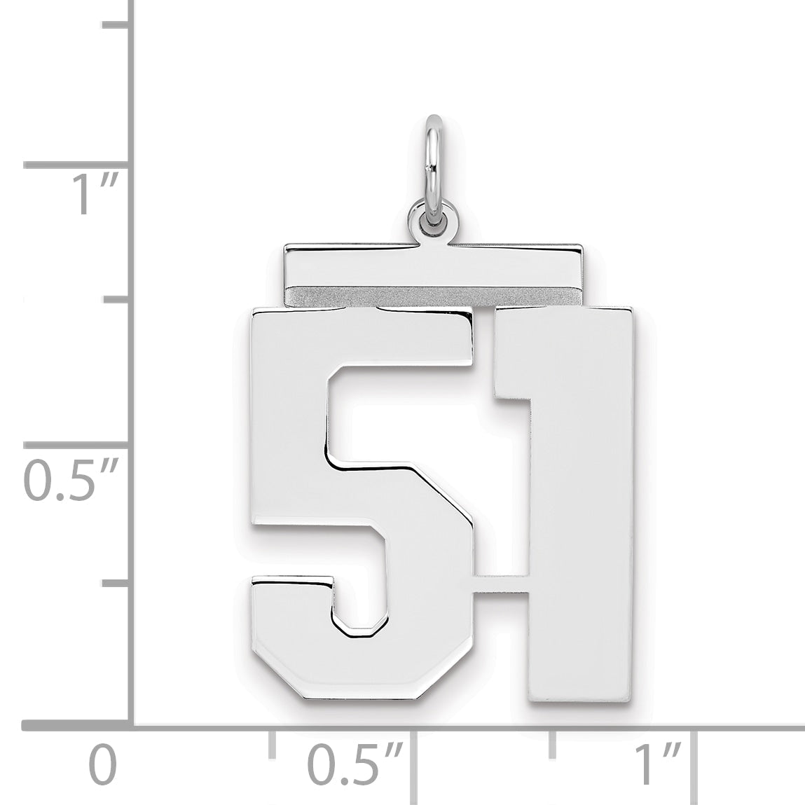 Sterling Silver Silver/Rhodium-Plated Polished Number 51 Charm
