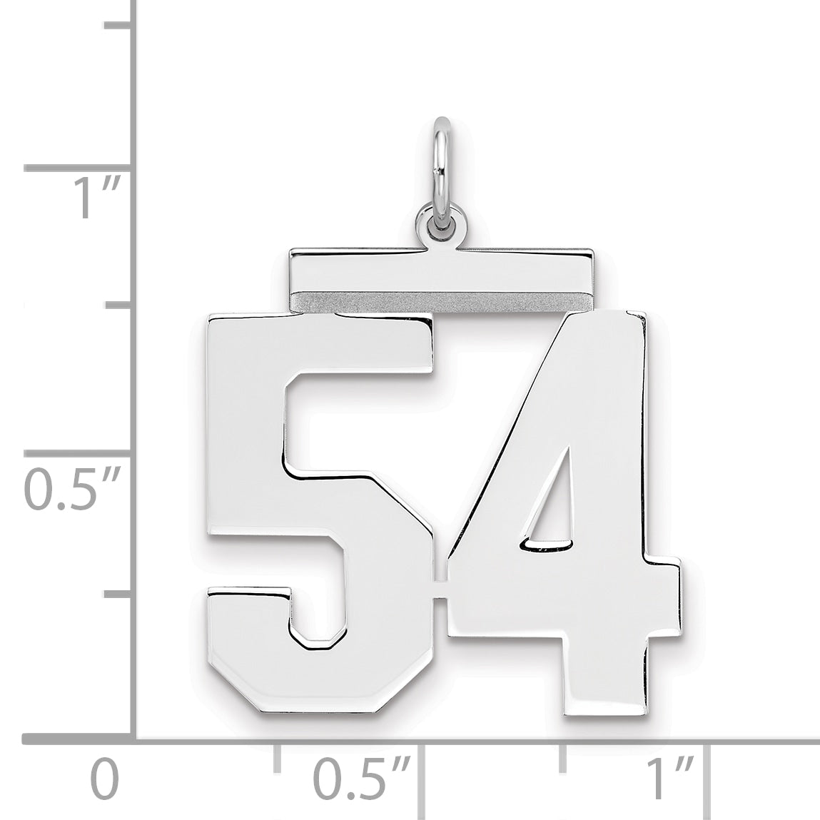 Sterling Silver Silver/Rhodium-Plated Polished Number 54 Charm