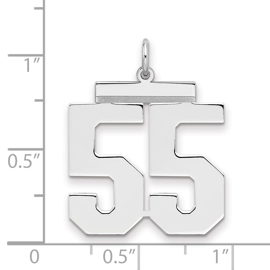 Sterling Silver Silver/Rhodium-Plated Polished Number 55 Charm