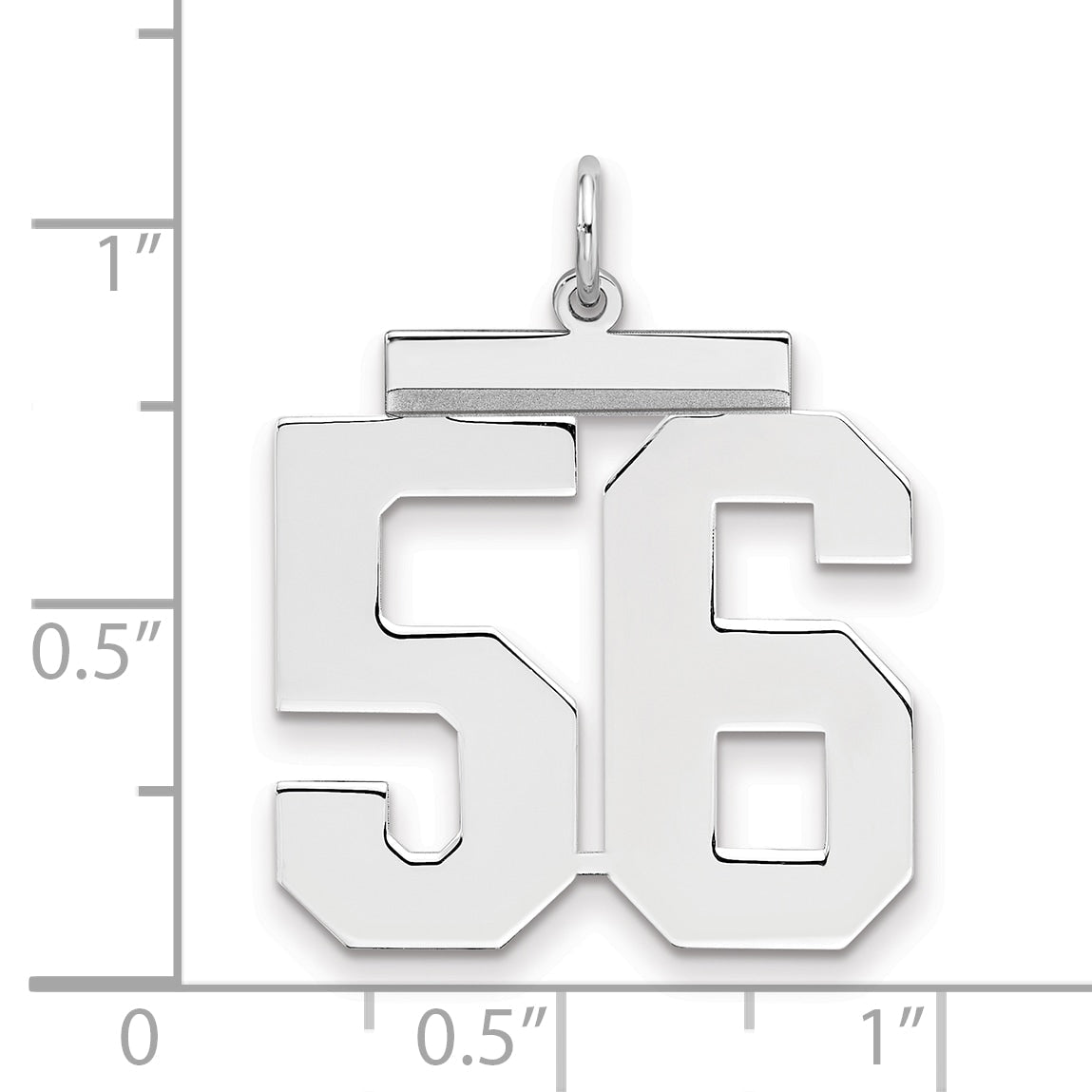 Sterling Silver Silver/Rhodium-Plated Polished Number 56 Charm