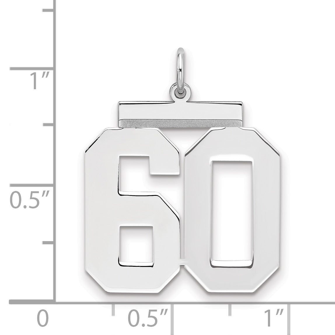 Sterling Silver Silver/Rhodium-Plated Polished Number 60 Charm