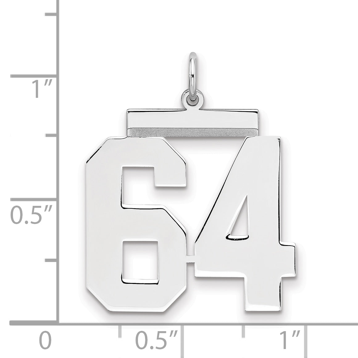 Sterling Silver Silver/Rhodium-Plated Polished Number 64 Charm