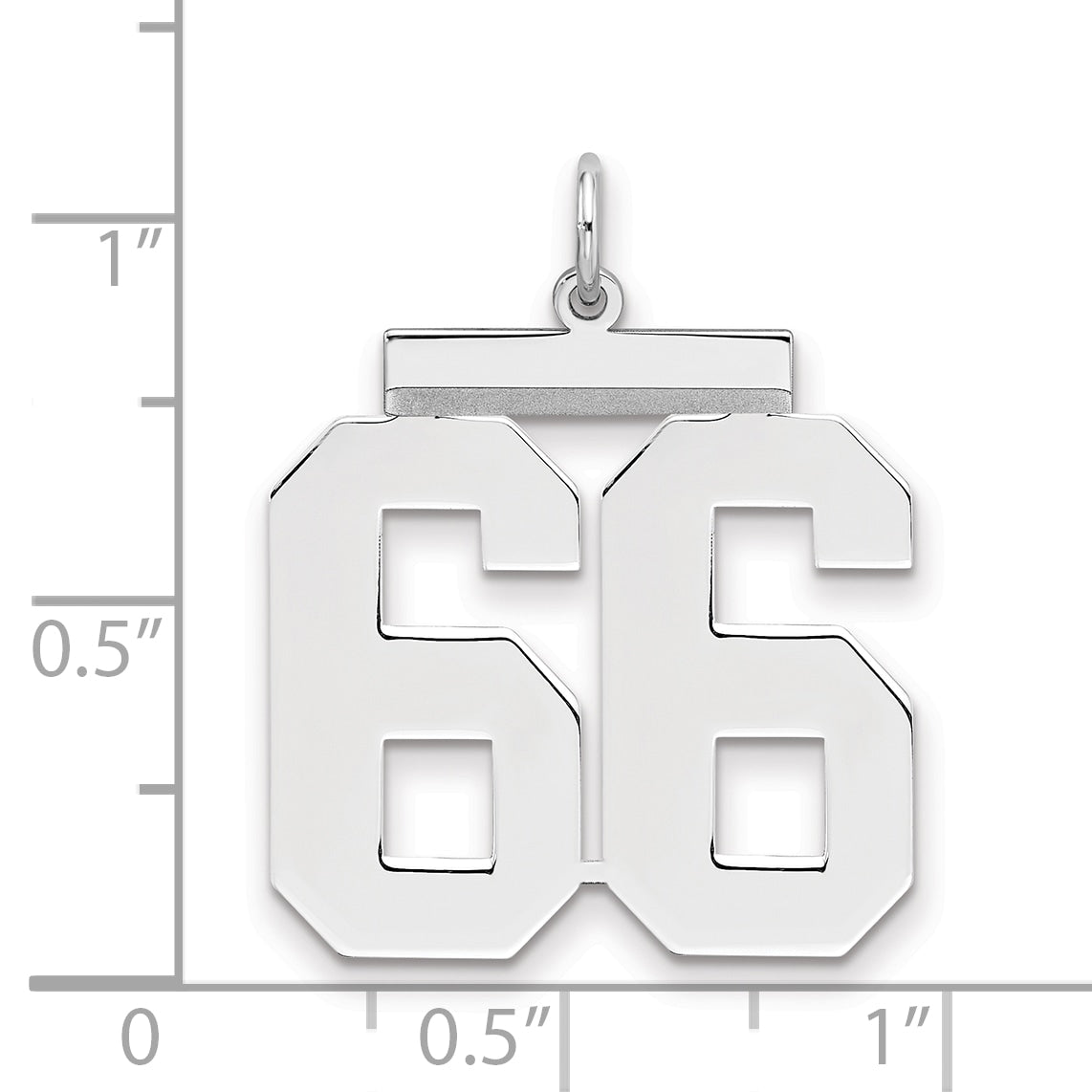 Sterling Silver Silver/Rhodium-Plated Polished Number 66 Charm