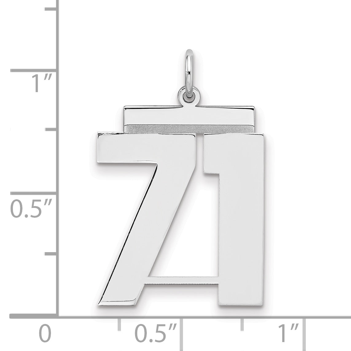Sterling Silver Silver/Rhodium-Plated Polished Number 71 Charm