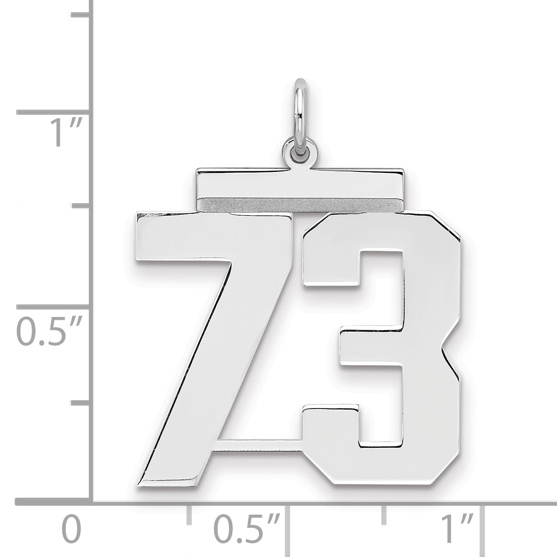 Sterling Silver Silver/Rhodium-Plated Polished Number 73 Charm