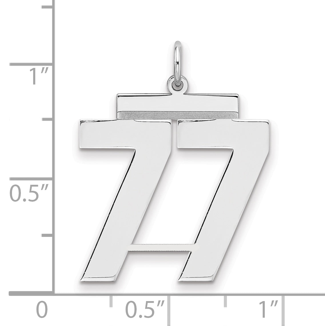 Sterling Silver Silver/Rhodium-Plated Polished Number 77 Charm