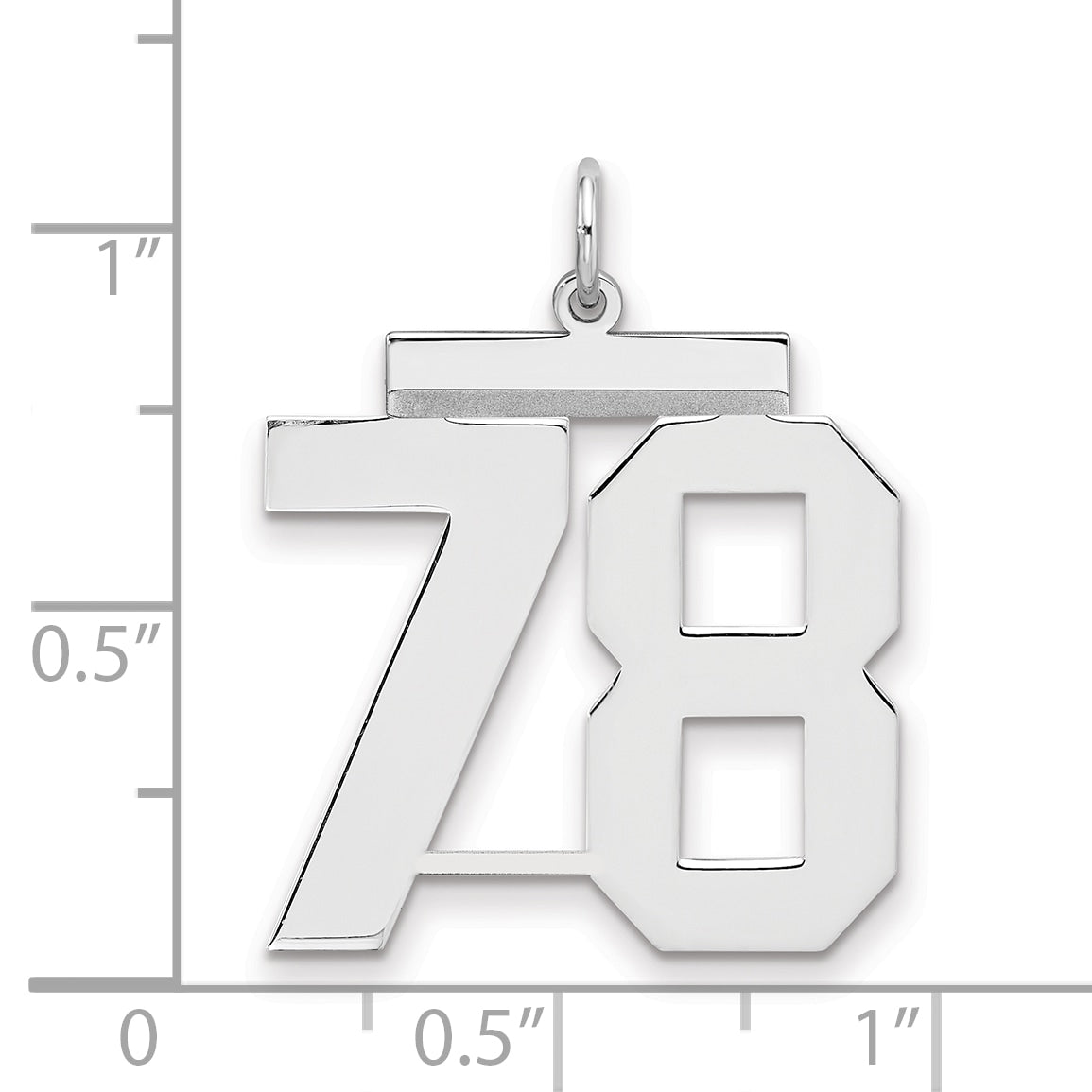 Sterling Silver Silver/Rhodium-Plated Polished Number 78 Charm