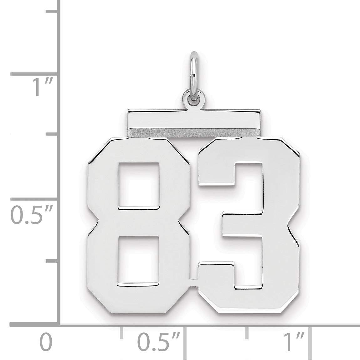 Sterling Silver Silver/Rhodium-Plated Polished Number 83 Charm