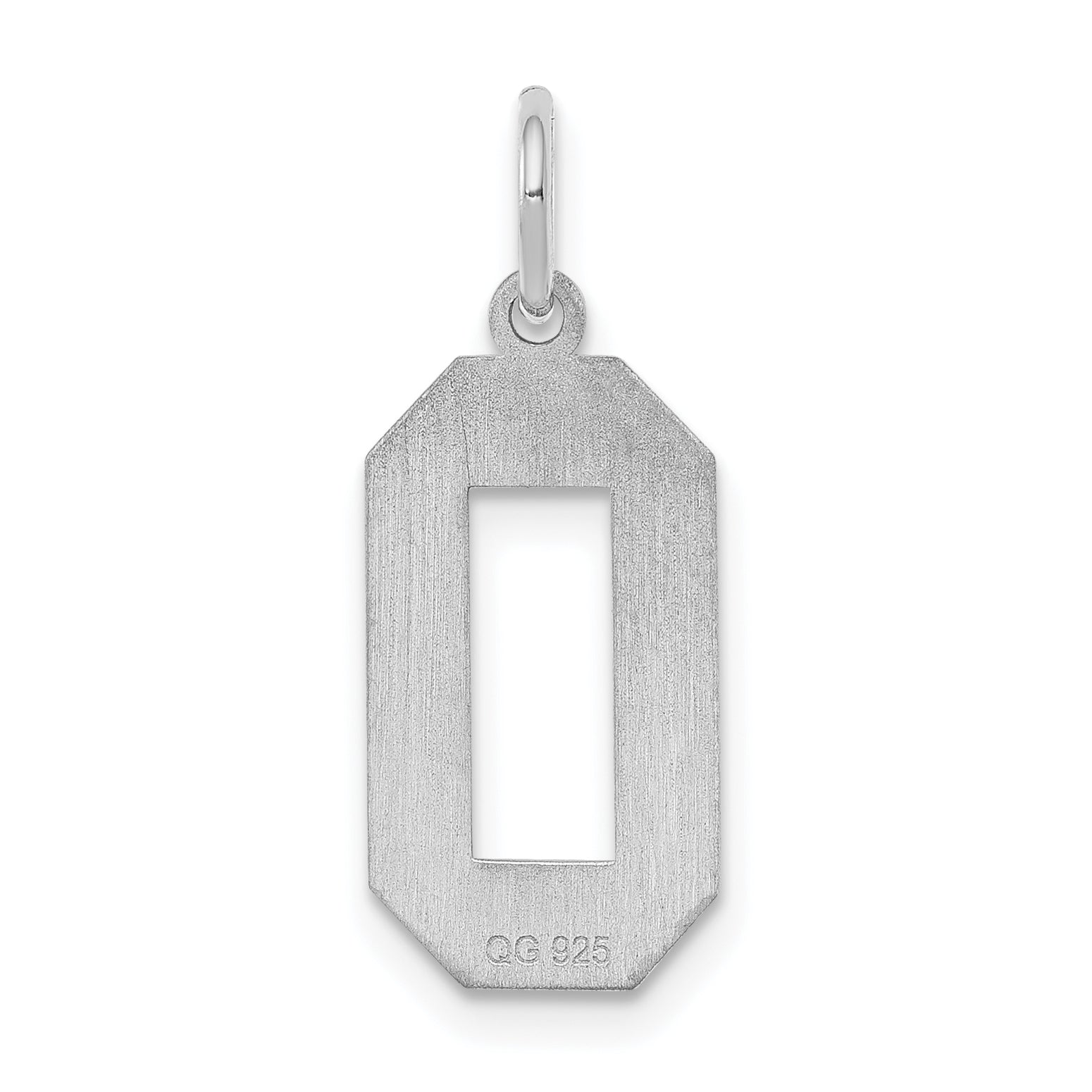 Sterling Silver Silver/Rhodium-Plated Satin Number 0 Charm