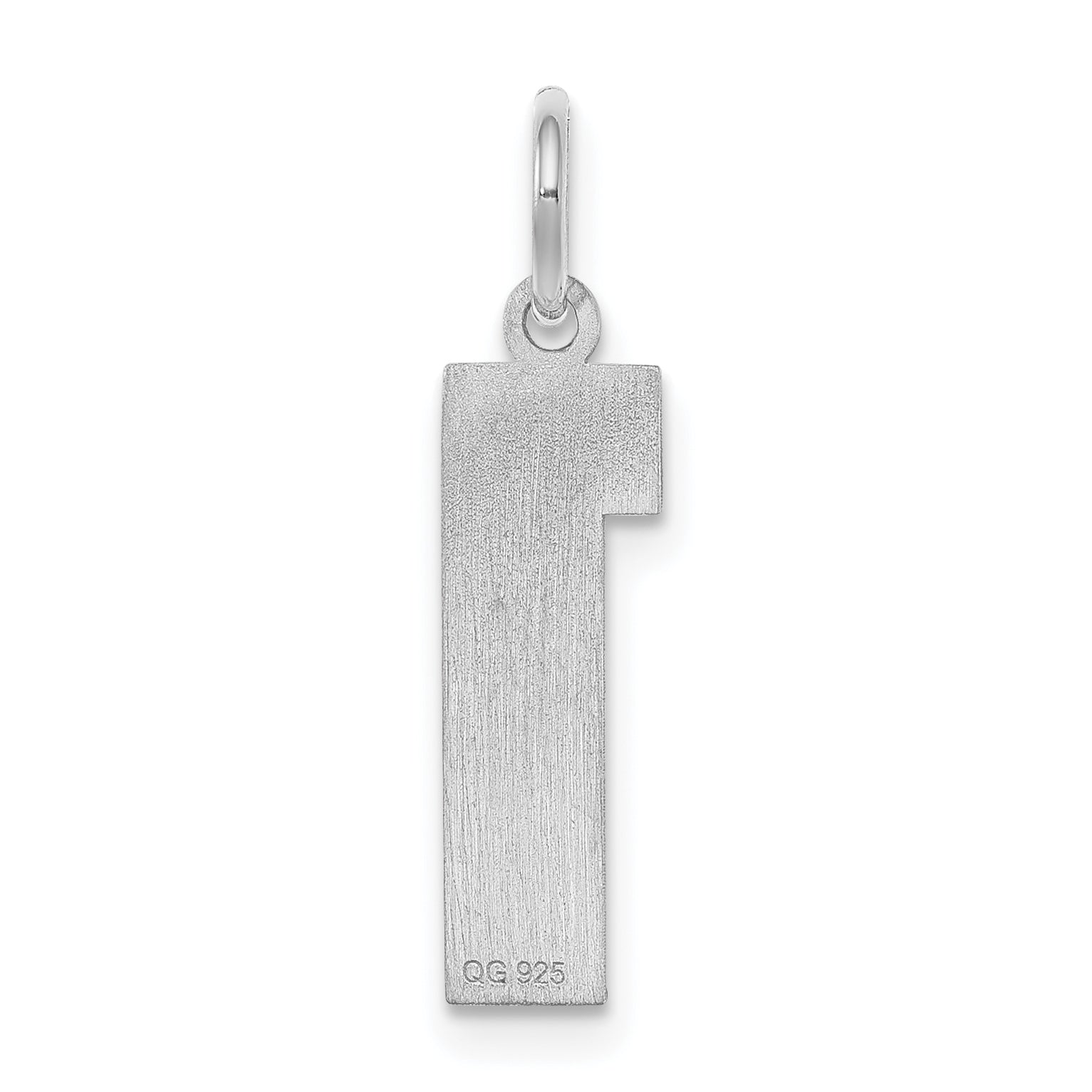 Sterling Silver Silver/Rhodium-Plated Satin Number 1 Charm