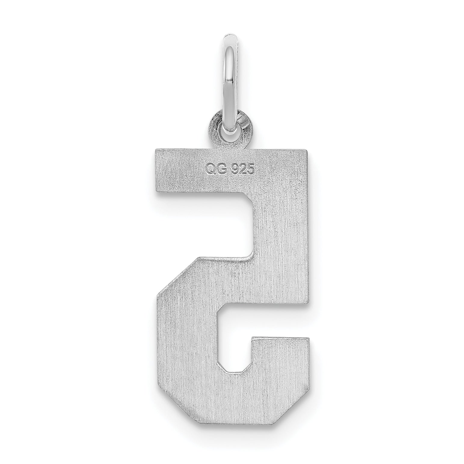 Sterling Silver Silver/Rhodium-Plated Satin Number 5 Charm