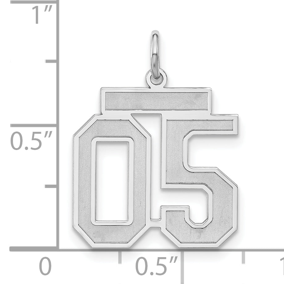 Sterling Silver Polished & Laser Cut Medium Number 05 W/Top Charm