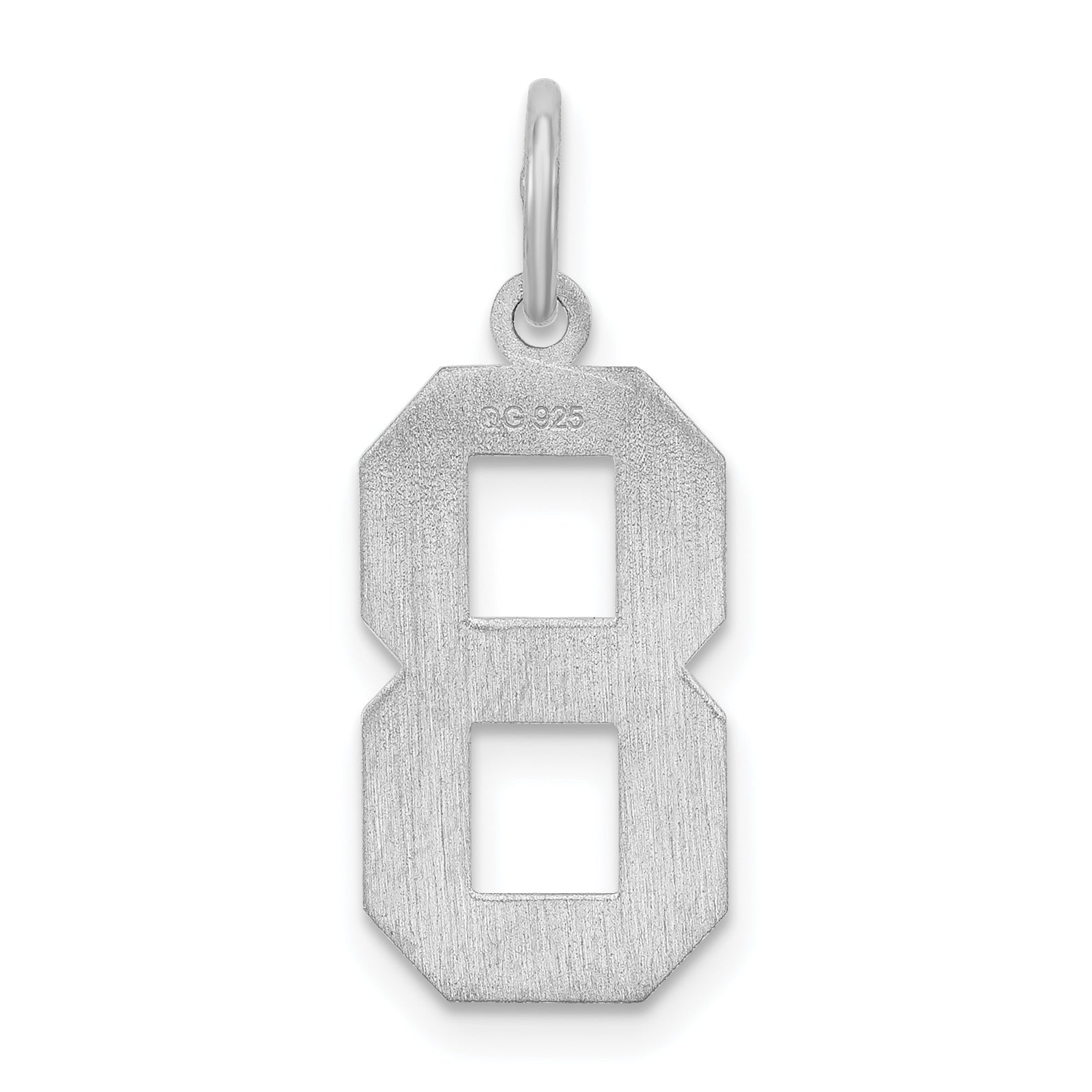 Sterling Silver Silver/Rhodium-Plated Satin Number 8 Charm