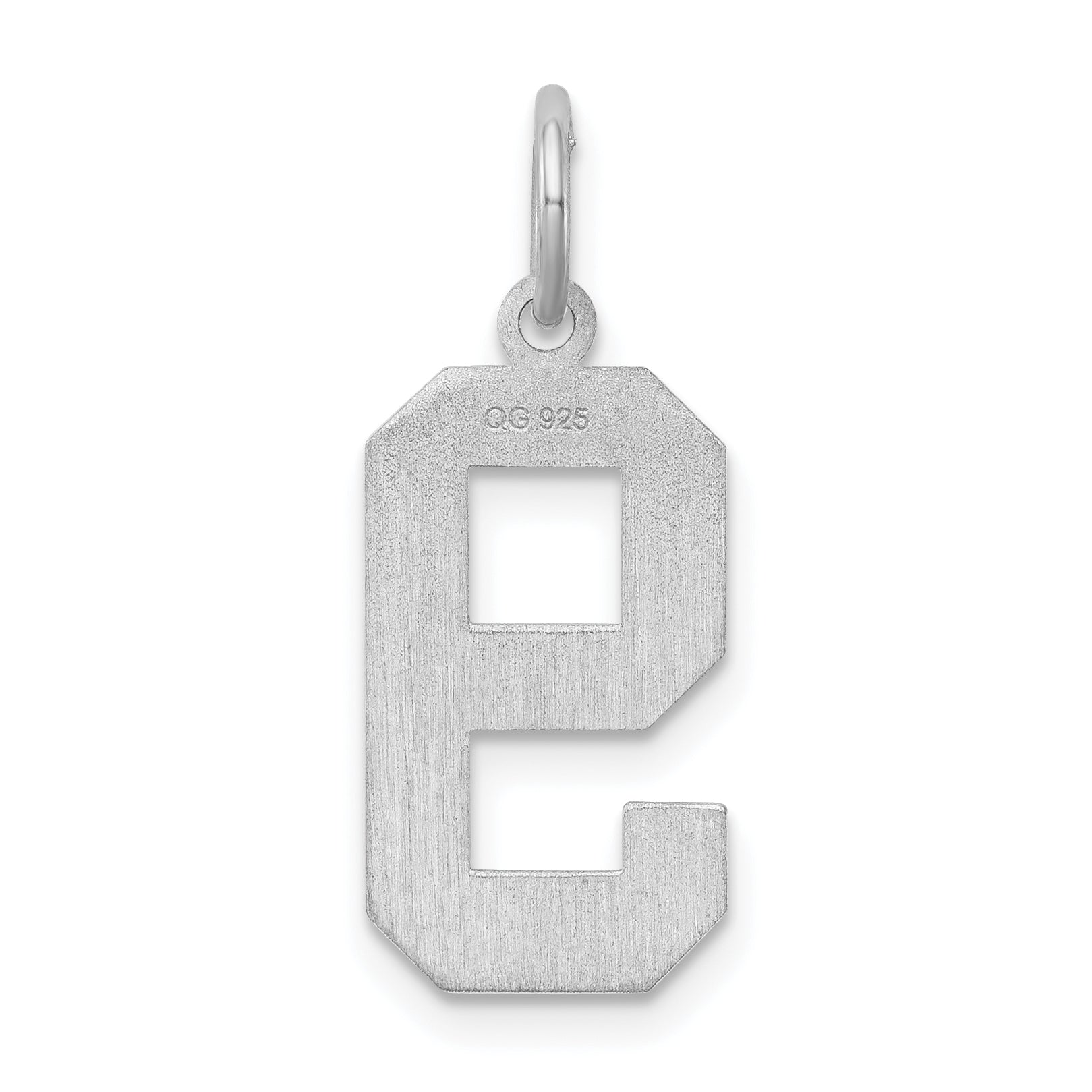 Sterling Silver Silver/Rhodium-Plated Satin Number 9 Charm