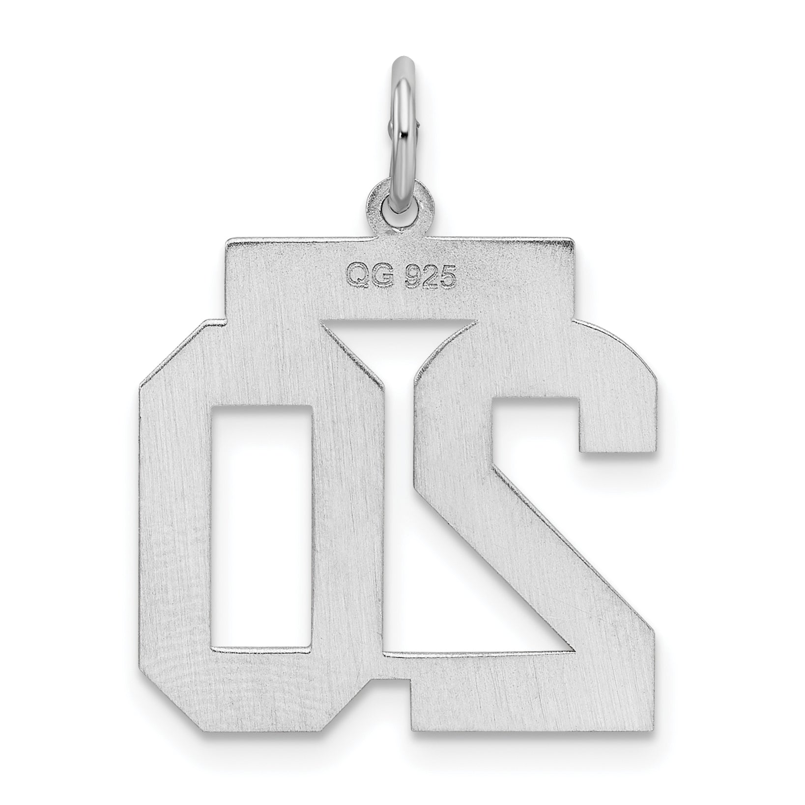 Sterling Silver Silver/Rhodium-Plated Satin Number 20 Charm