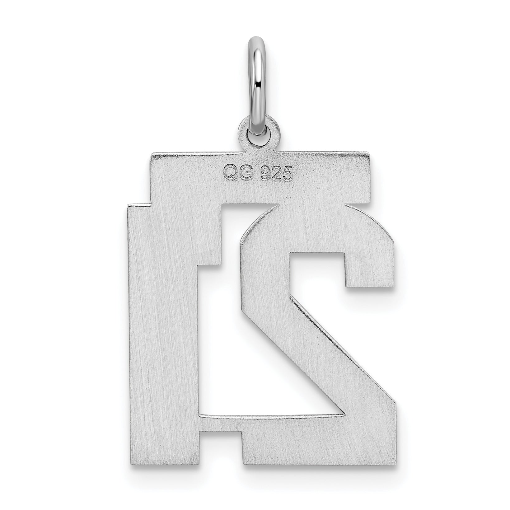 Sterling Silver Silver/Rhodium-Plated Satin Number 21 Charm